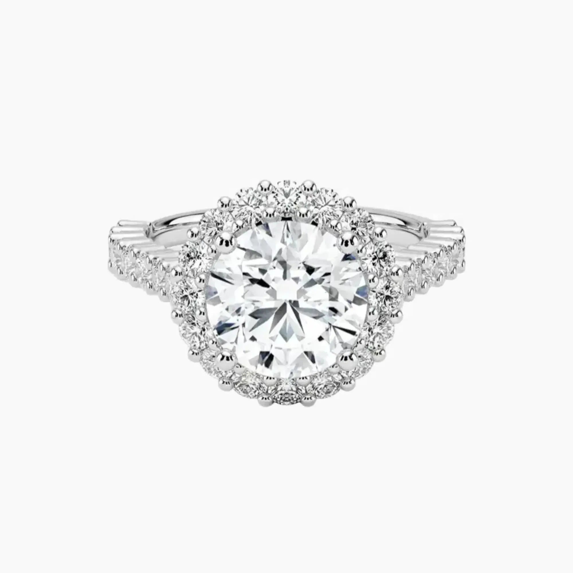 Fiora Pave Round Designer 1 Carat Lab Grown Diamond Engagement Ring in 18K Rose Gold