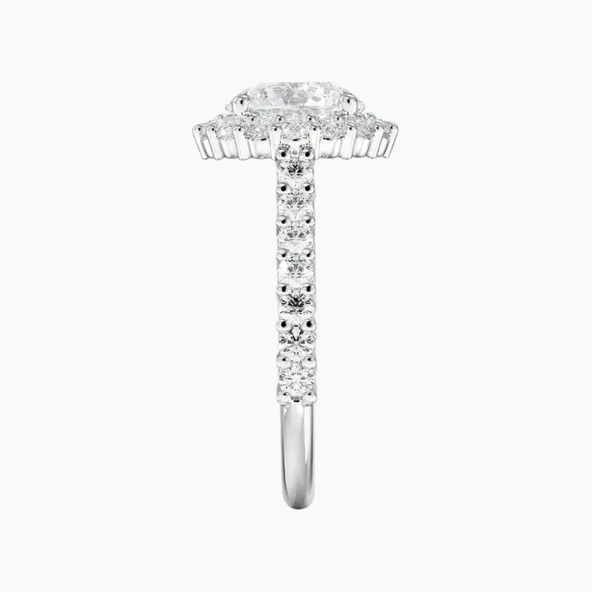 Fiora Pave Round Designer 1.5 Carat Lab Grown Diamond Engagement Ring in 18K White Gold
