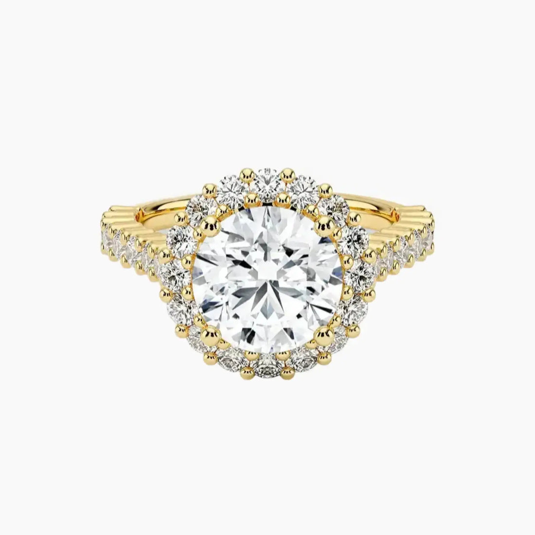 Fiora Pave Round Designer 3 Carat Lab Grown Diamond Engagement Ring in 18K Yellow Gold