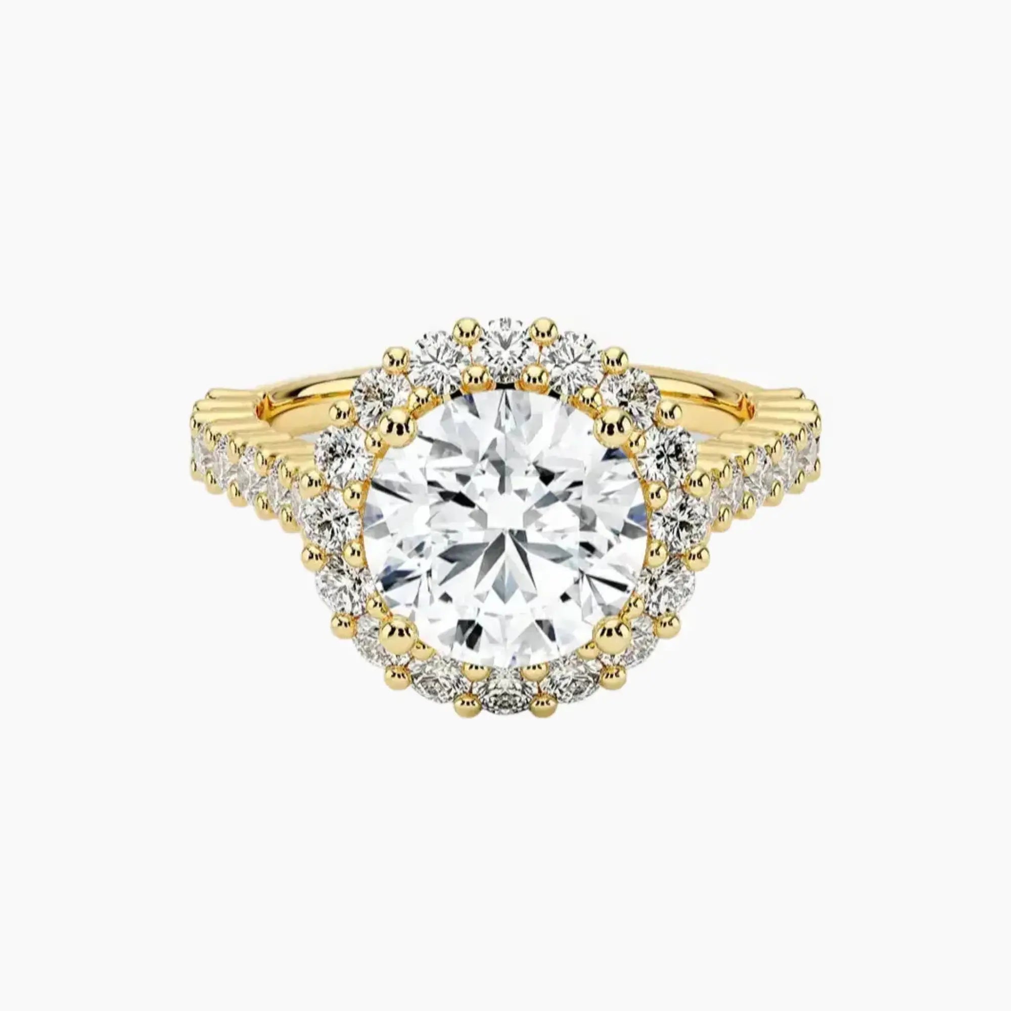 Fiora Pave Round Designer 2.5 Carat Lab Grown Diamond Engagement Ring in 18K Rose Gold