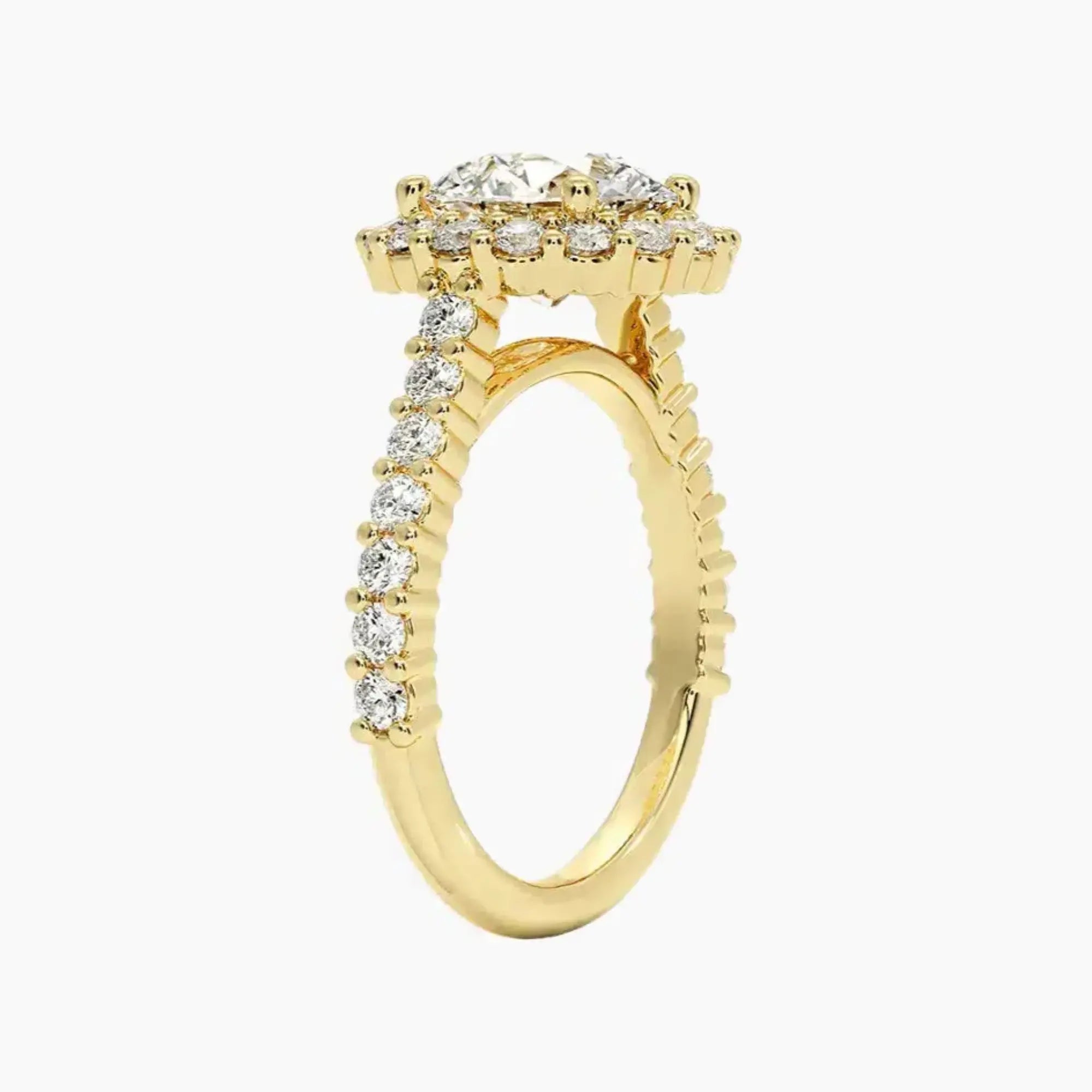 Fiora Pave Round Designer Diamond Ring Setting in 18K White Gold