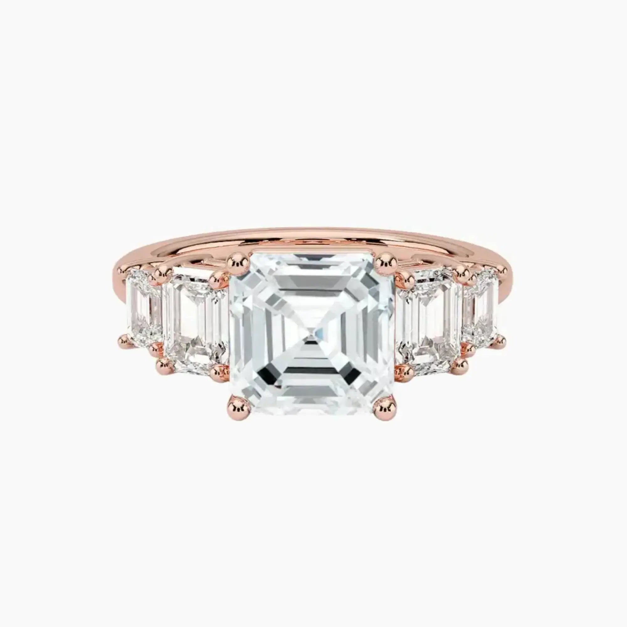 Katerina Five Stone Asscher Designer 2.5 Carat Lab Grown Diamond Engagement Ring in 18K Yellow Gold