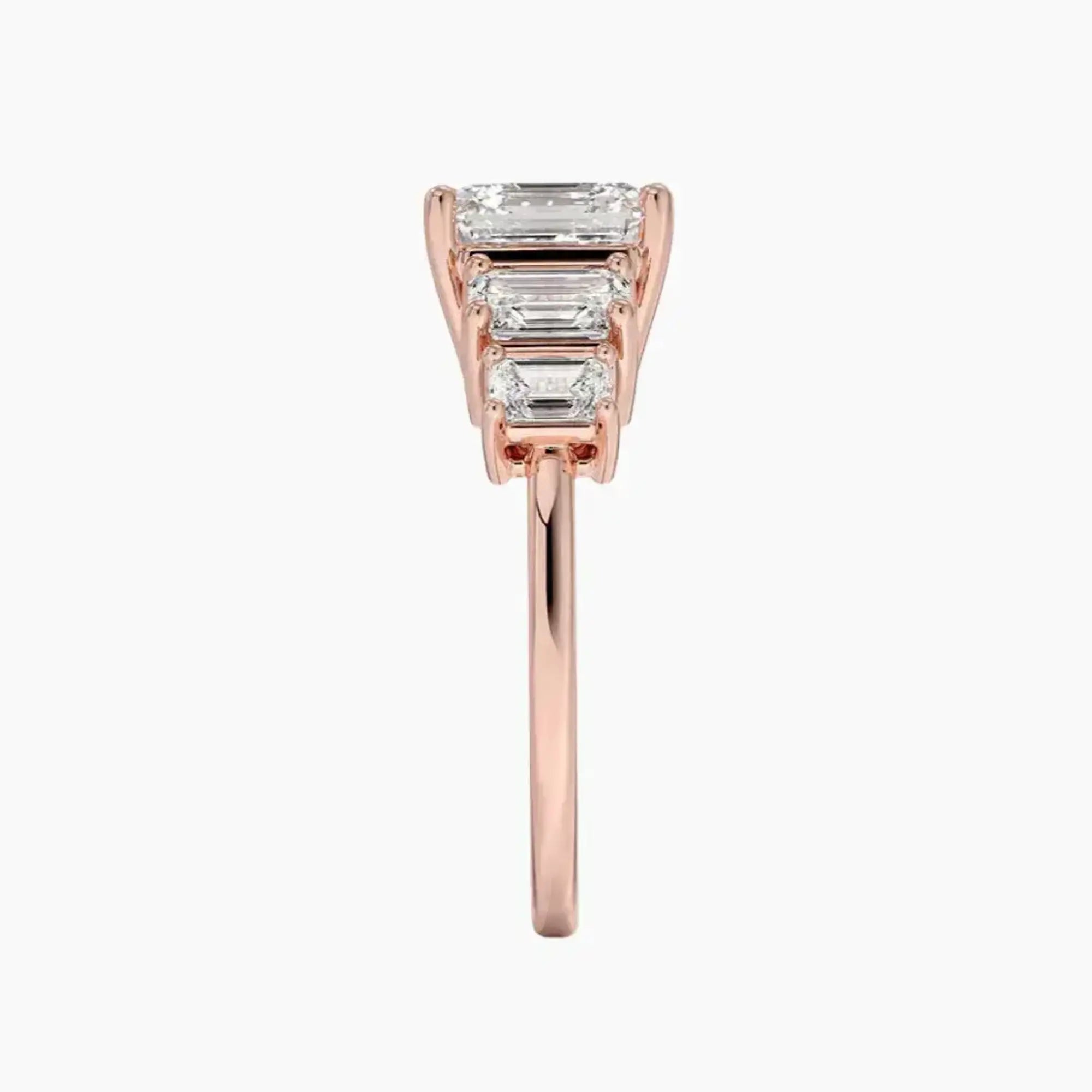 Katerina Five Stone Asscher Designer 2.5 Carat Lab Grown Diamond Engagement Ring in 18K Yellow Gold