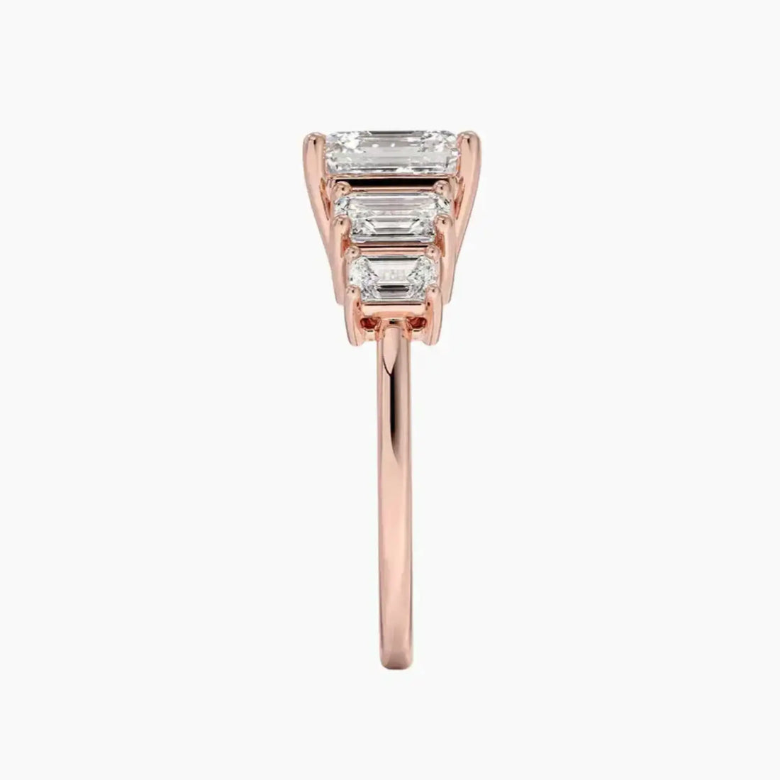 Katerina Five Stone Asscher Designer Diamond Ring Setting in 14K Rose Gold