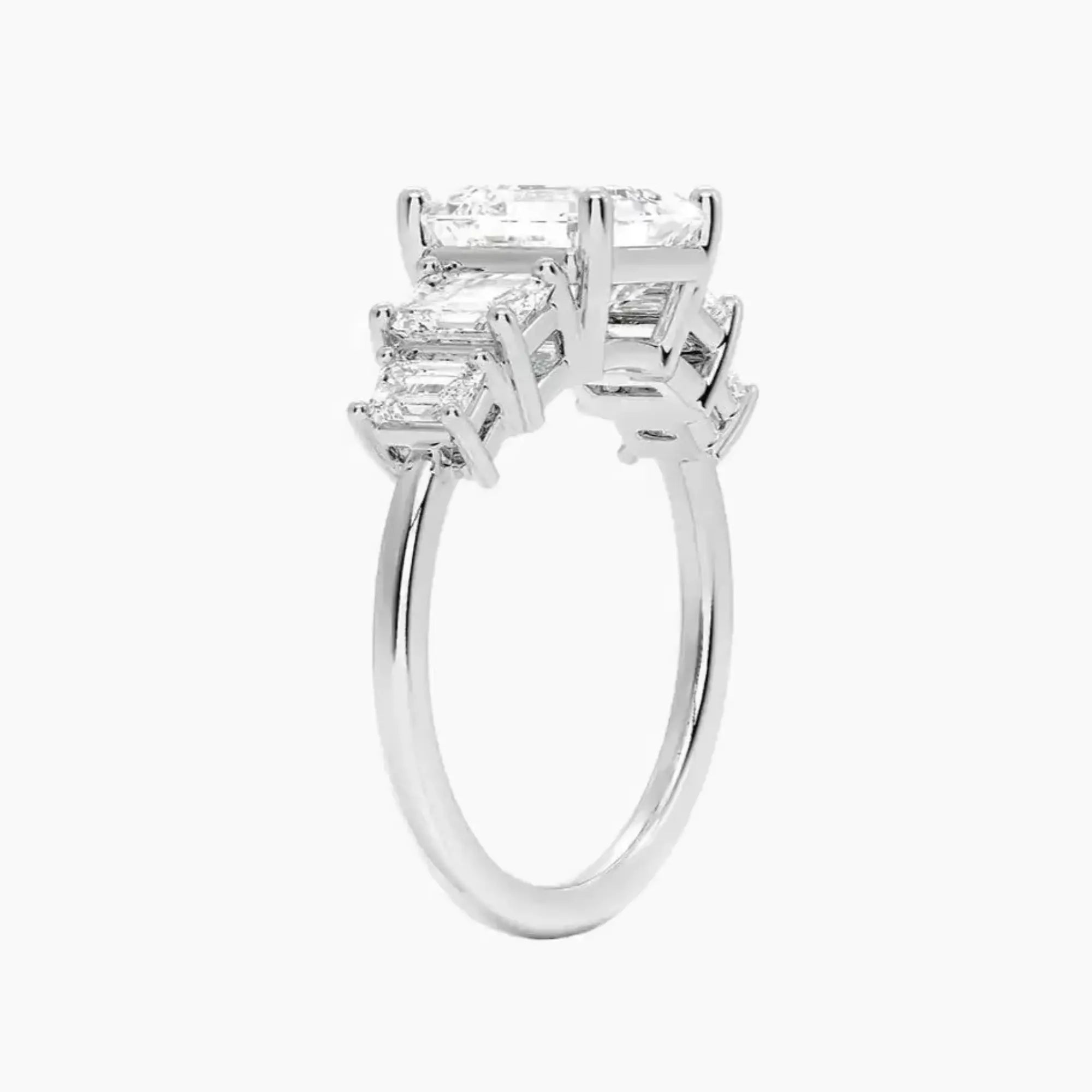 Katerina Five Stone Asscher Designer 2 Carat Lab Grown Diamond Engagement Ring in 14K Rose Gold
