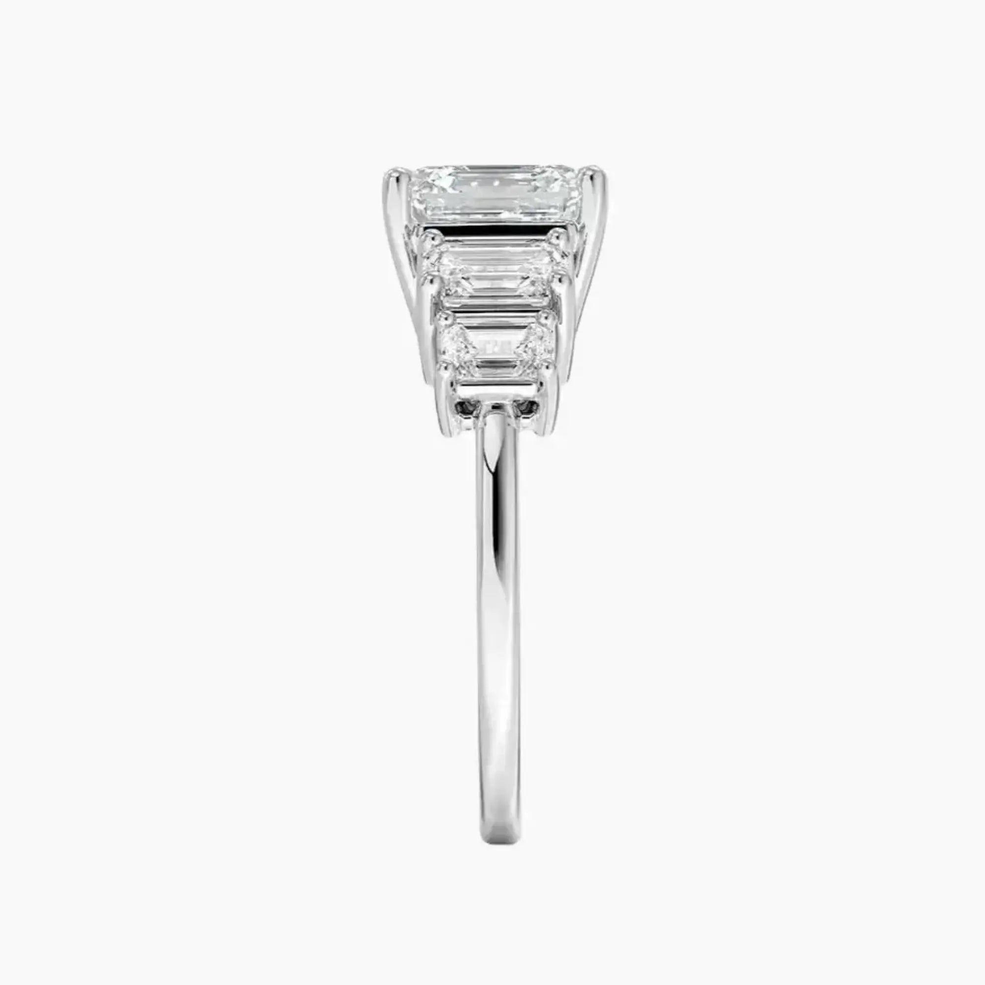 Katerina Five Stone Asscher Designer 1 Carat Lab Grown Diamond Engagement Ring in 18K Yellow Gold