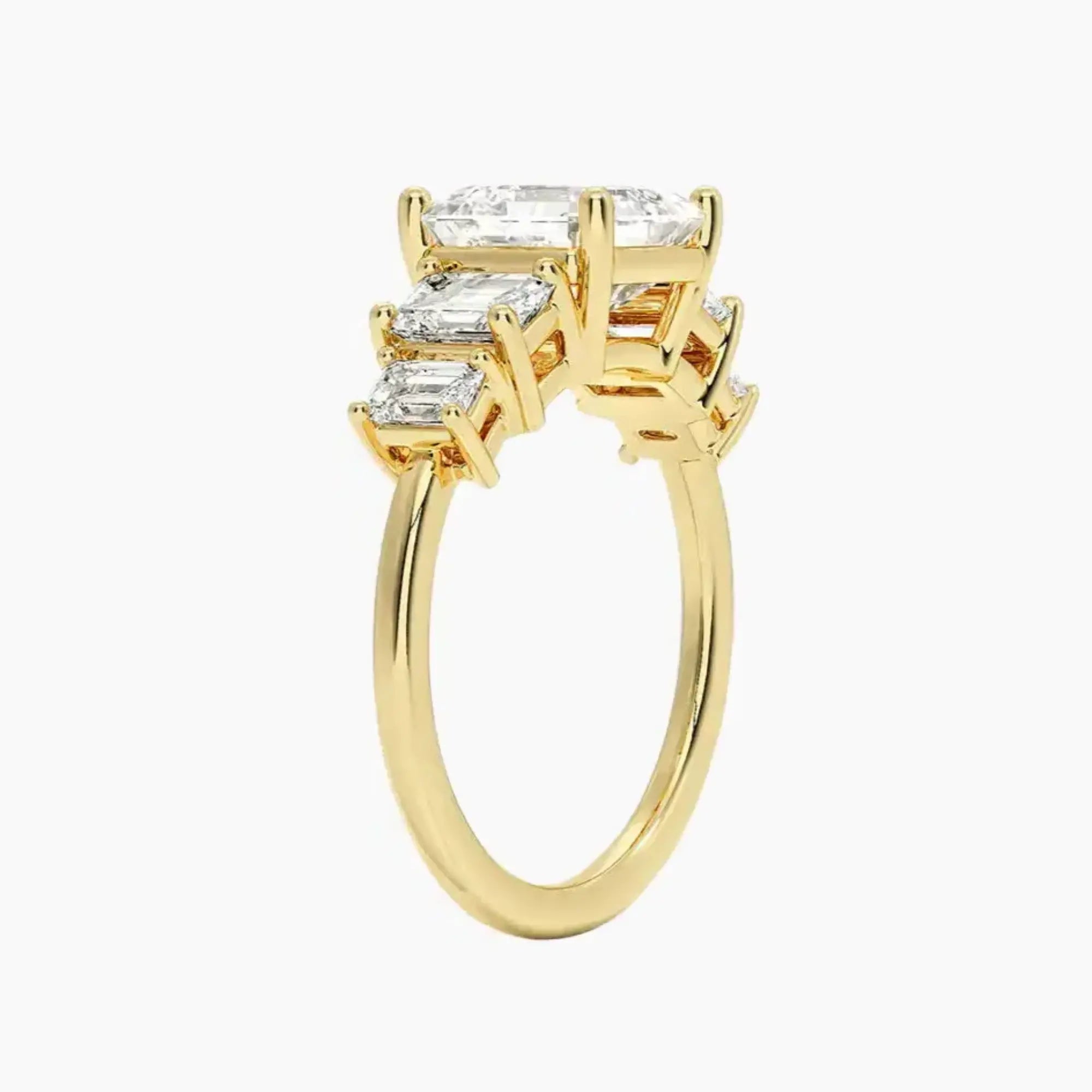 Katerina Five Stone Asscher Designer Diamond Ring Setting in 18K White Gold