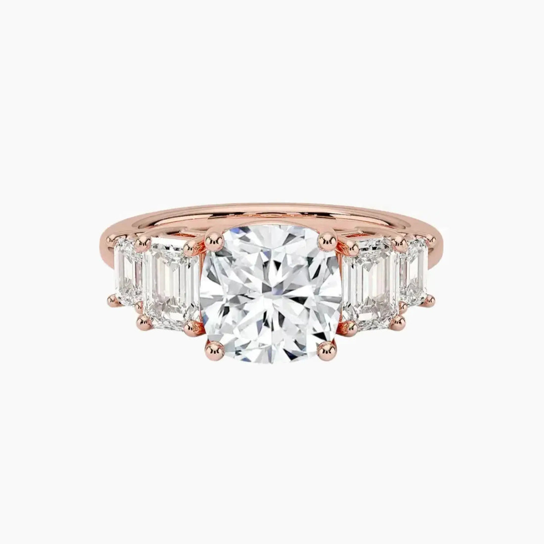Katerina Five Stone Cushion Designer 2.5 Carat Lab Grown Diamond Engagement Ring in 14K Yellow Gold