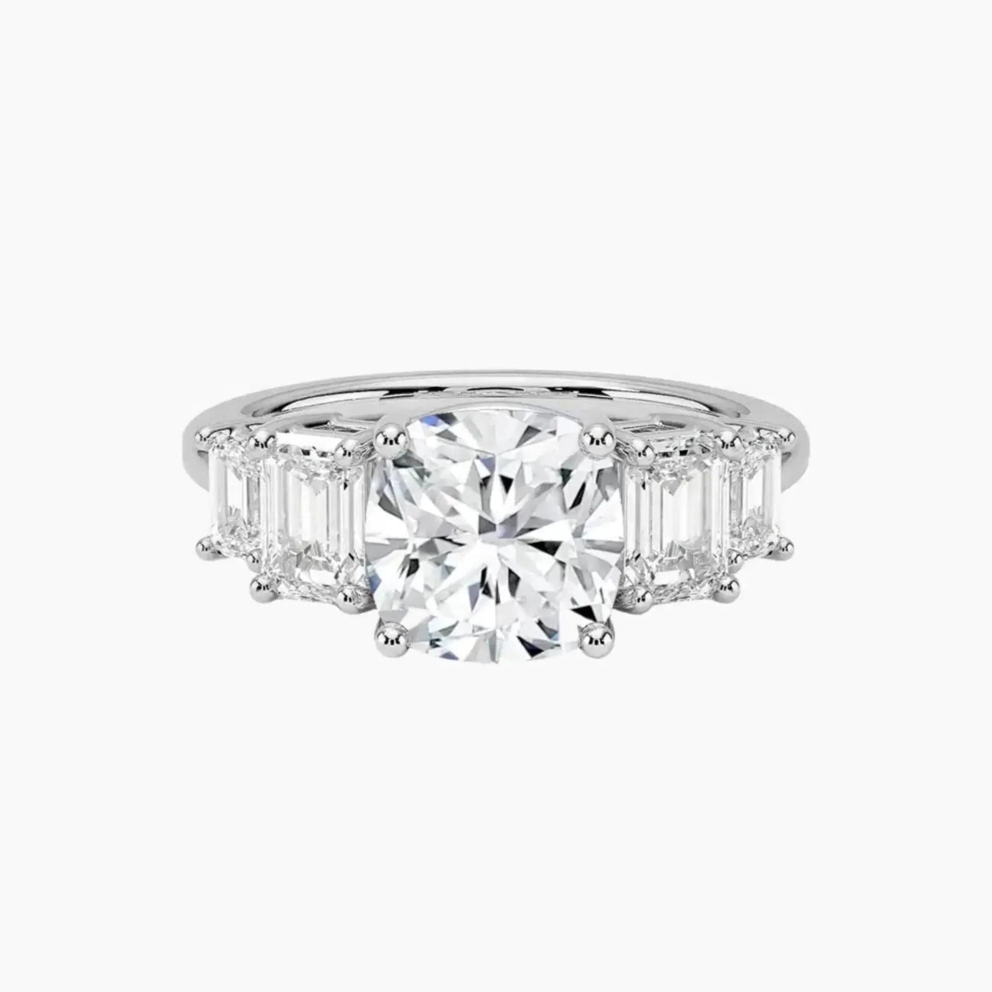 Katerina Five Stone Cushion Designer 2 Carat Lab Grown Diamond Engagement Ring in 14K Rose Gold