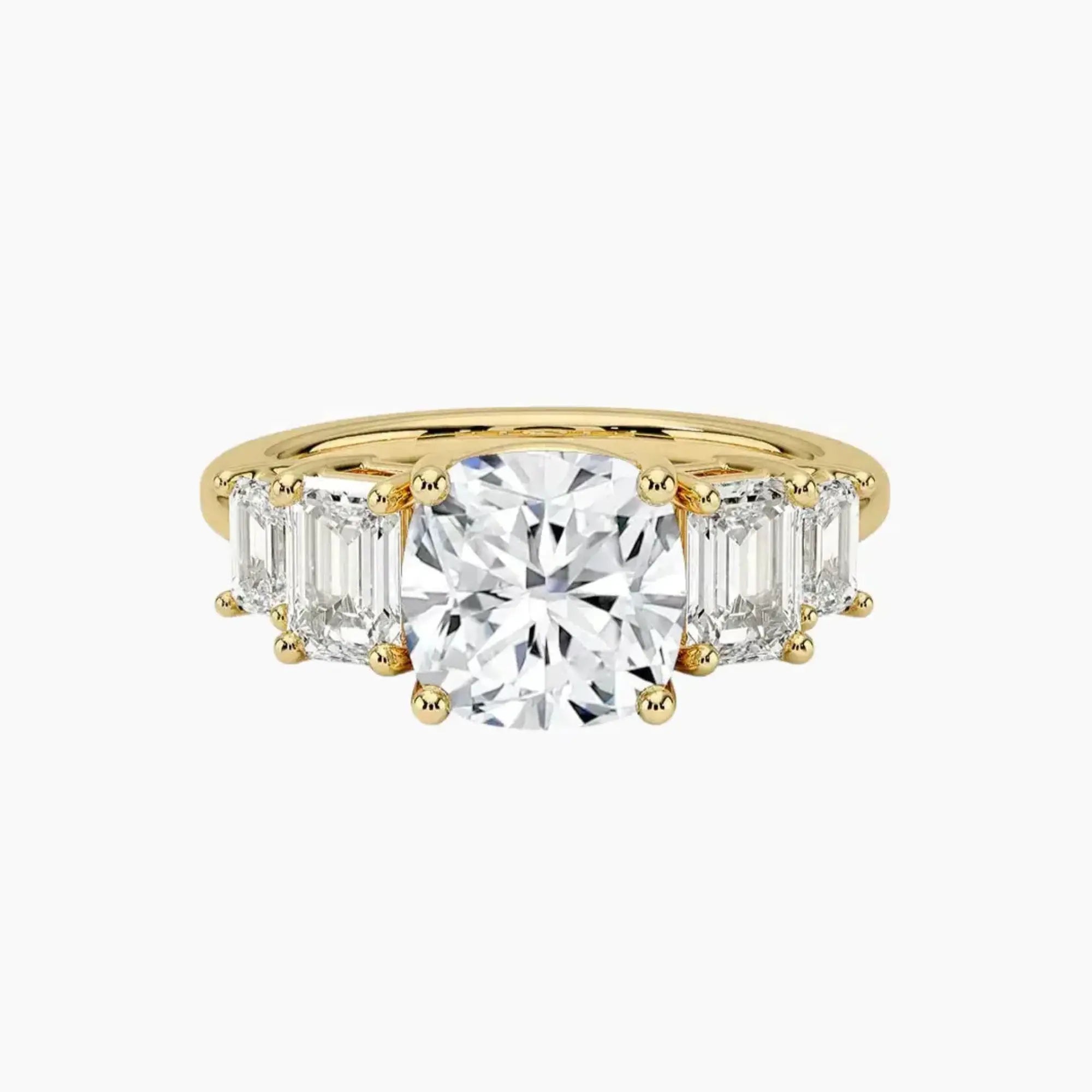 Katerina Five Stone Cushion Designer Diamond Ring Setting in 14K Rose Gold