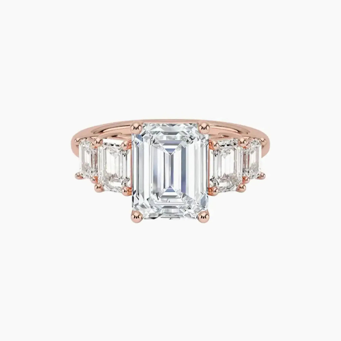 Katerina Five Stone Emerald Designer 2.5 Carat Lab Grown Diamond Engagement Ring in 18K White Gold