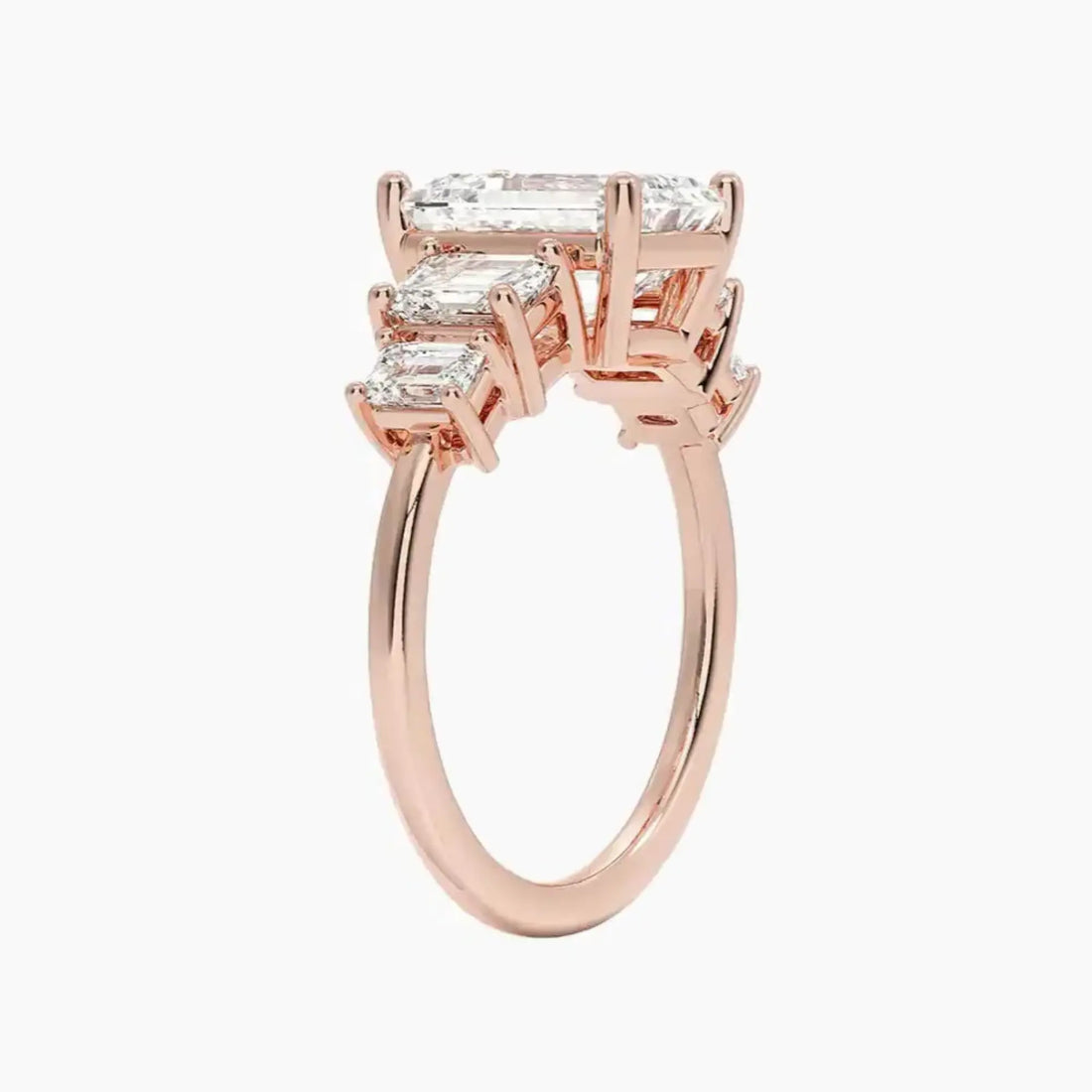 Katerina Five Stone Emerald Designer Diamond Ring Setting in 18K White Gold