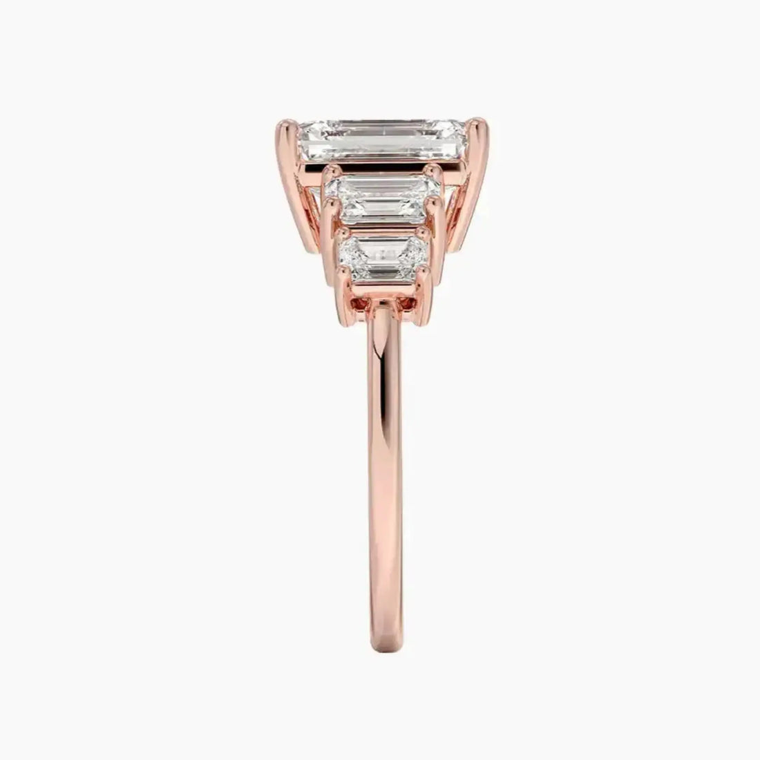 Katerina Five Stone Emerald Designer 2 Carat Lab Grown Diamond Engagement Ring in 18K White Gold