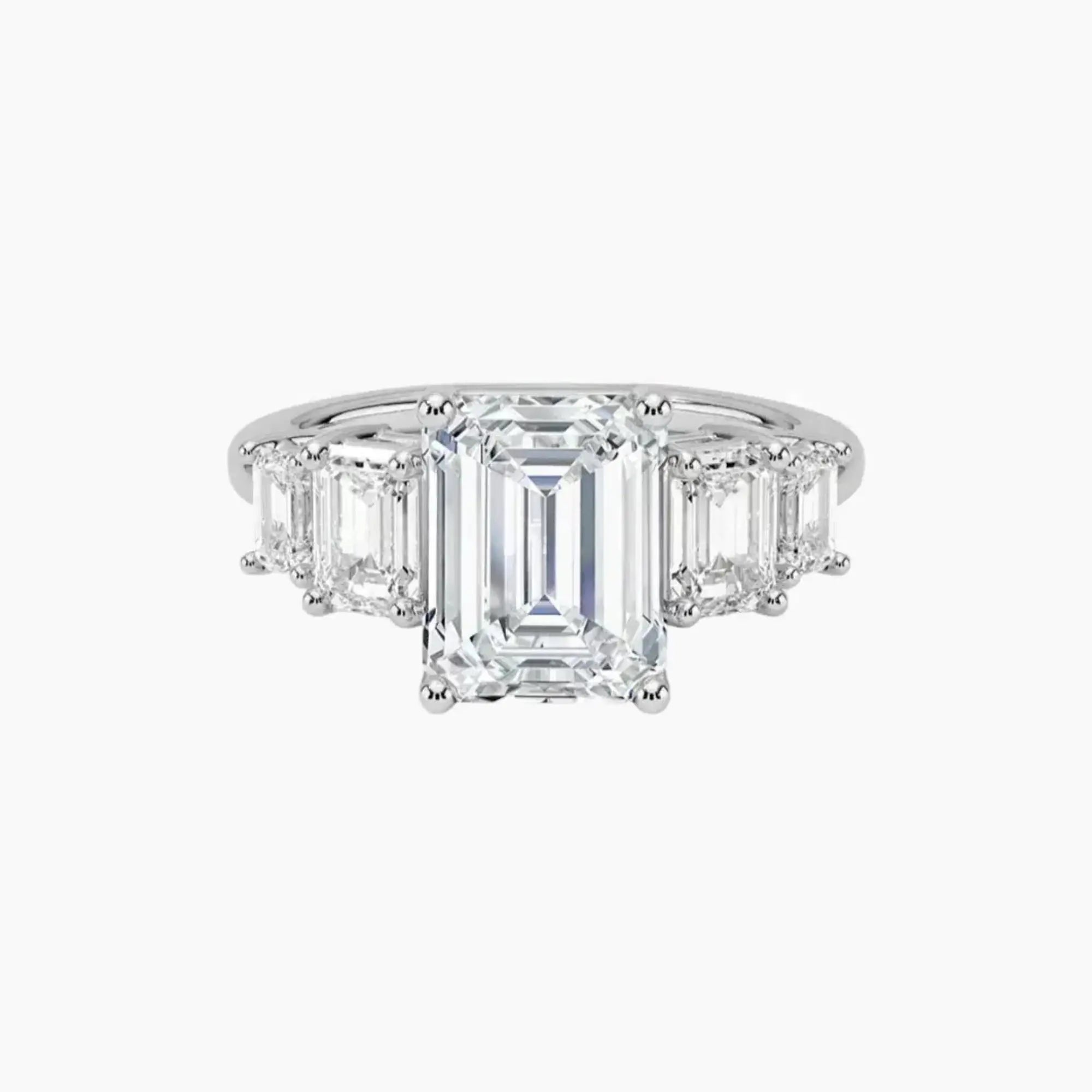 Katerina Five Stone Emerald Designer 1 Carat Lab Grown Diamond Engagement Ring in 18K Rose Gold