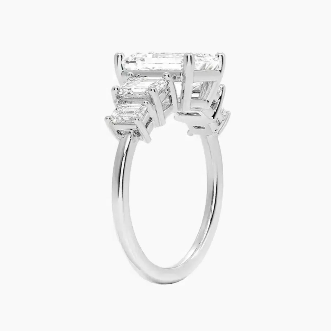 Katerina Five Stone Emerald Designer 2.5 Carat Lab Grown Diamond Engagement Ring in 18K White Gold