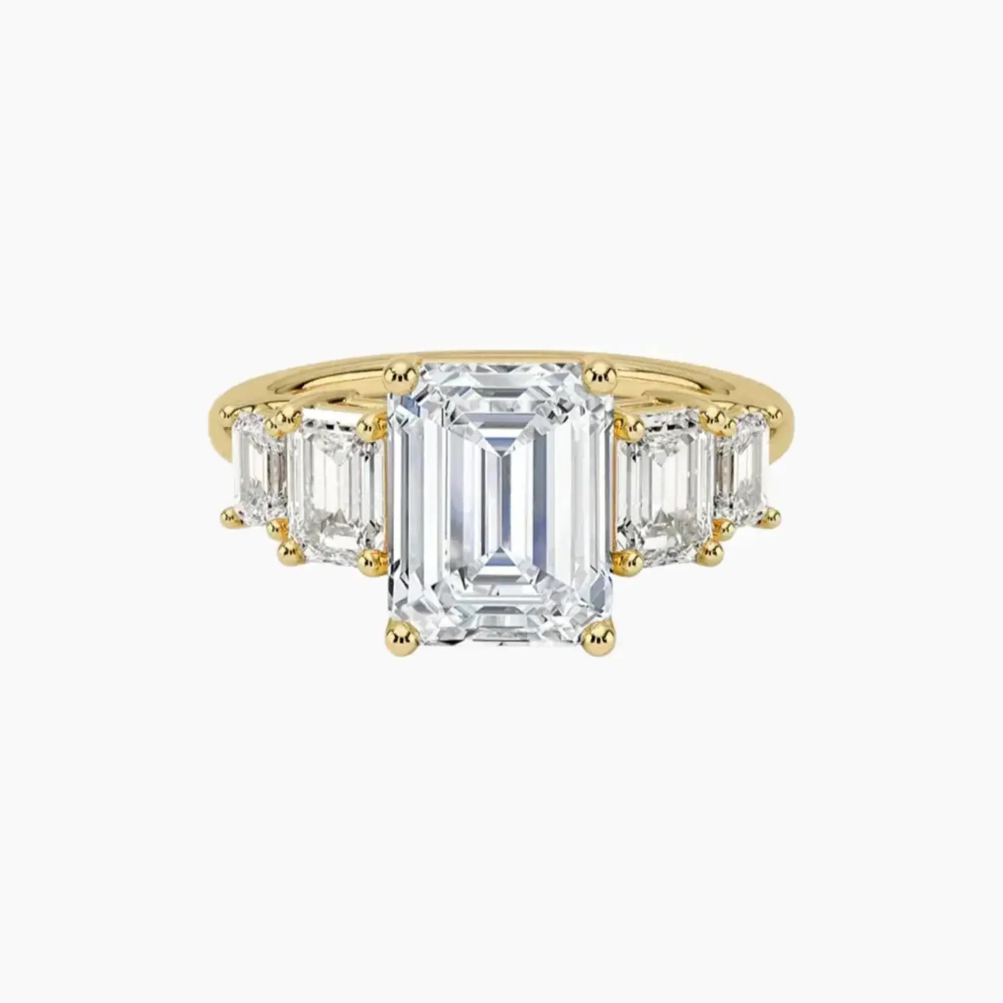 Katerina Five Stone Emerald Designer Diamond Ring Setting in 18K Rose Gold