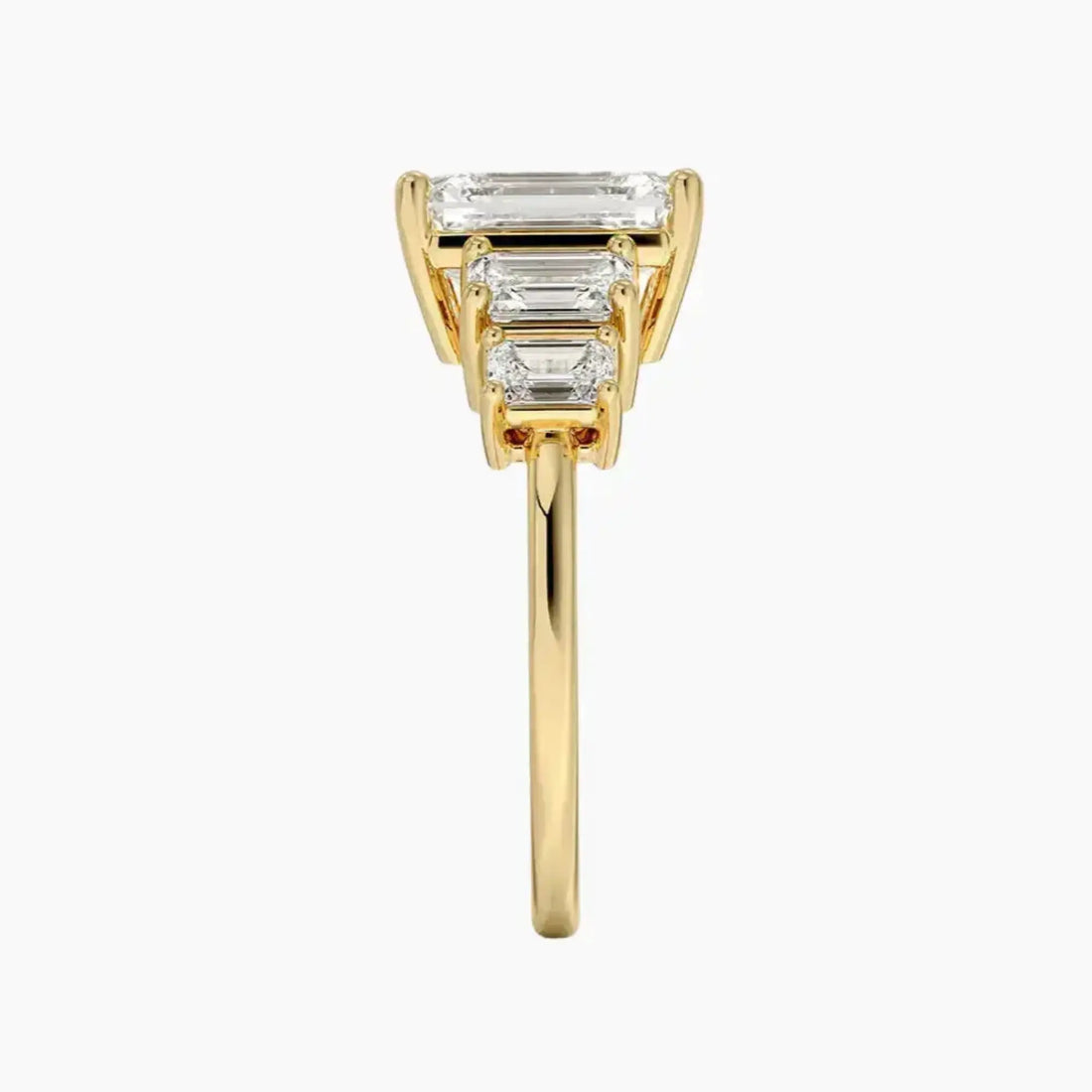 Katerina Five Stone Emerald Designer 1 Carat Lab Grown Diamond Engagement Ring in 14K Rose Gold