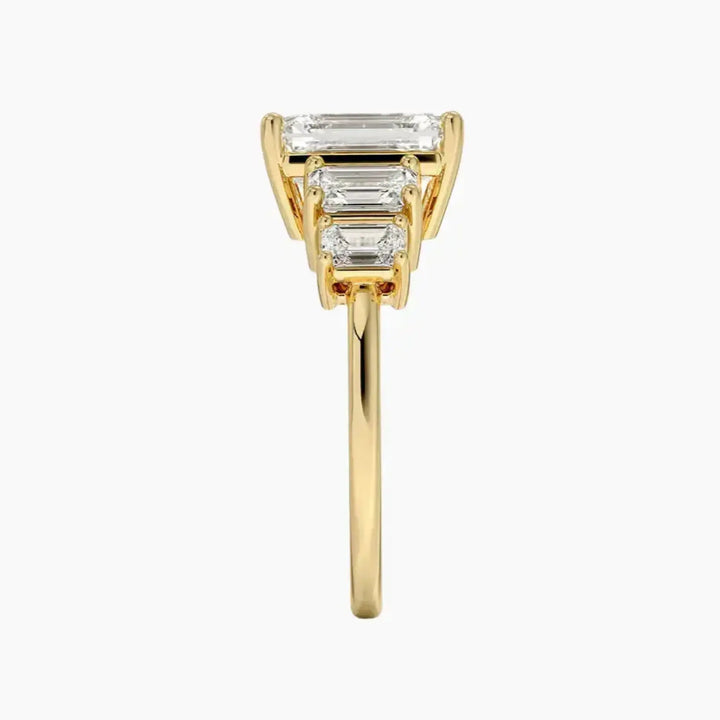 Katerina Five Stone Emerald Designer 2.5 Carat Lab Grown Diamond Engagement Ring in 14K Rose Gold