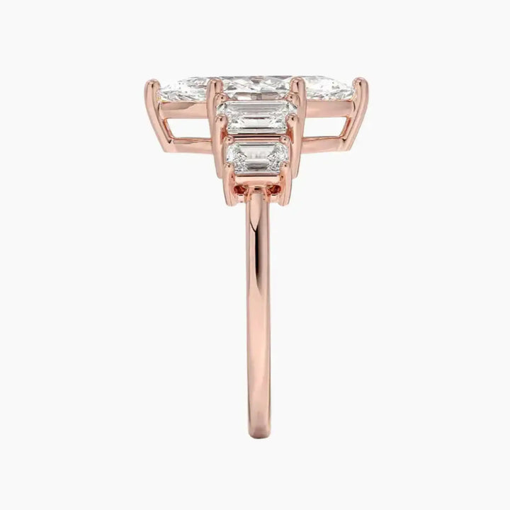 Katerina Five Stone Marquise Designer 2.5 Carat Lab Grown Diamond Engagement Ring in 14K Yellow Gold