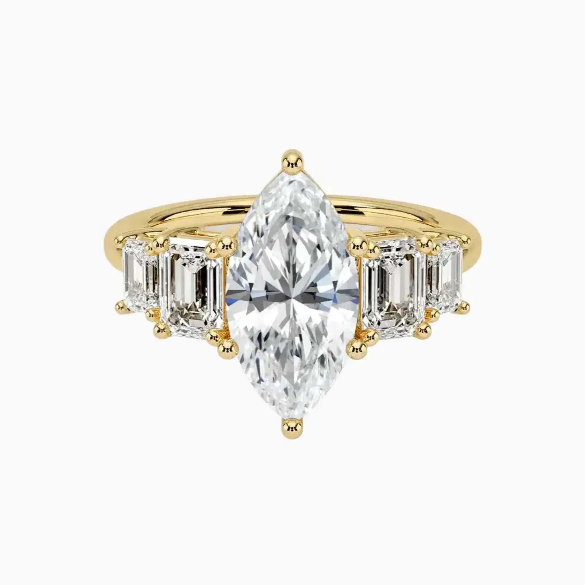 Katerina Five Stone Marquise Designer 2 Carat Lab Grown Diamond Engagement Ring in 18K Rose Gold