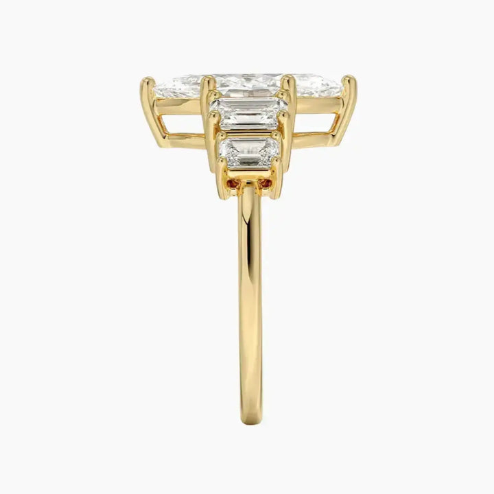Katerina Five Stone Marquise Designer 3 Carat Lab Grown Diamond Engagement Ring in 18K Rose Gold
