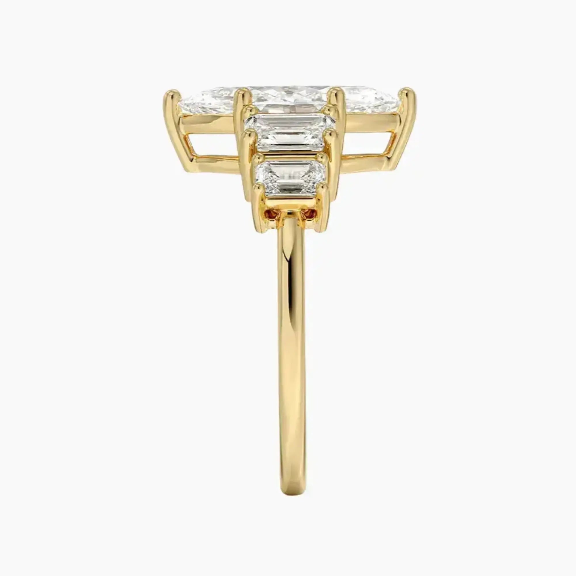 Katerina Five Stone Marquise Designer 2 Carat Lab Grown Diamond Engagement Ring in 14K White Gold