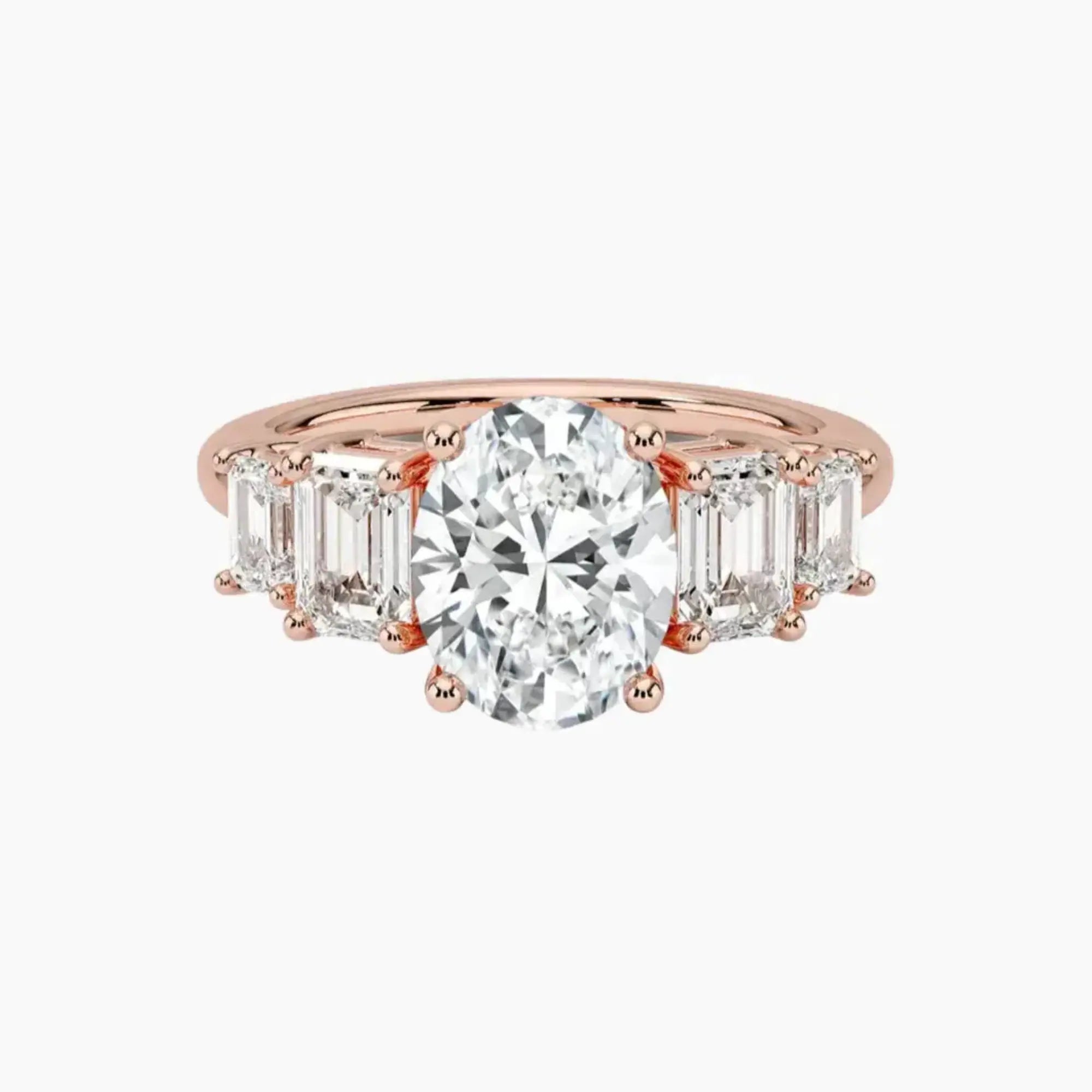 Katerina Five Stone Oval Designer Diamond Ring Setting in 18K Rose Gold