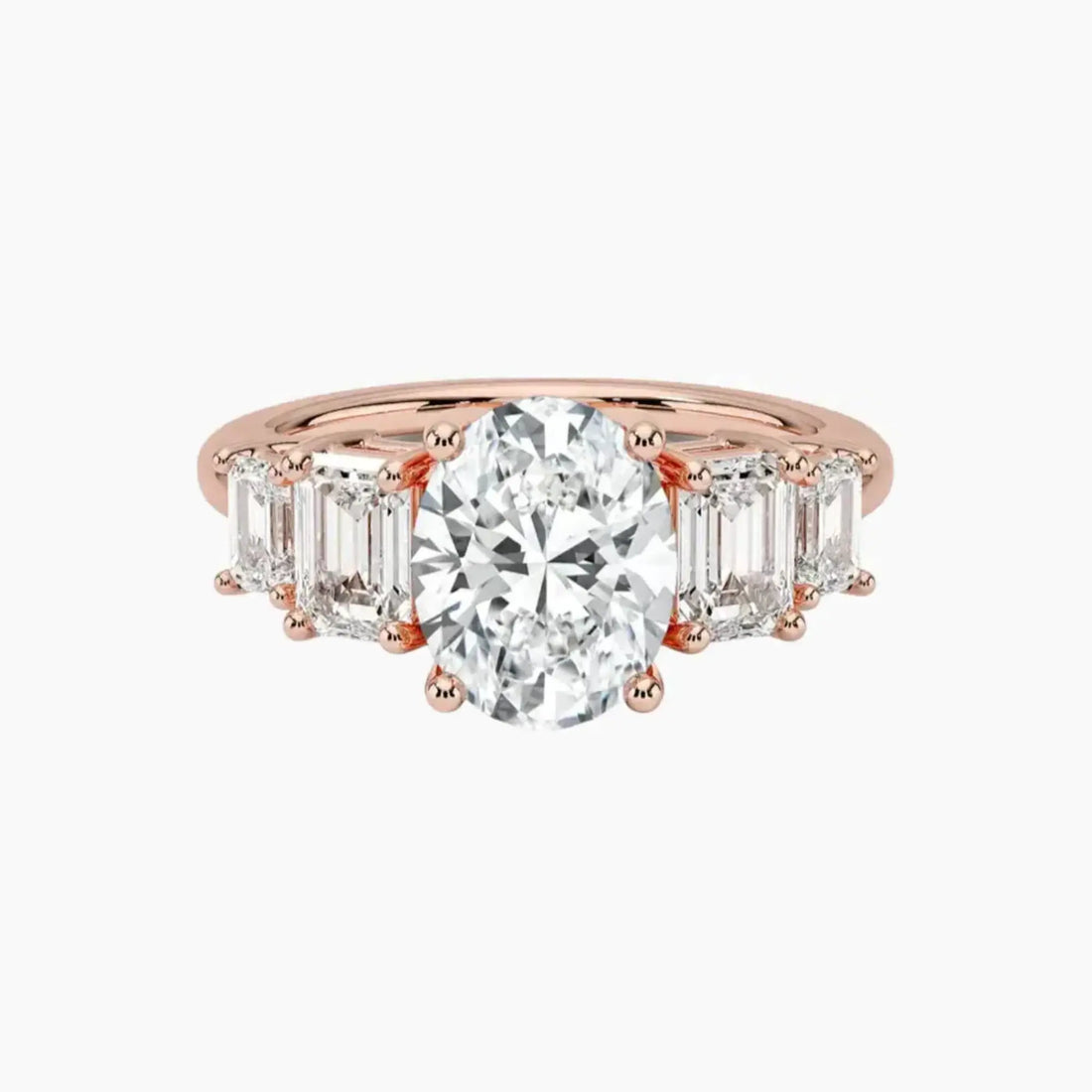 Katerina Five Stone Oval Designer 2.5 Carat Lab Grown Diamond Engagement Ring in 14K White Gold