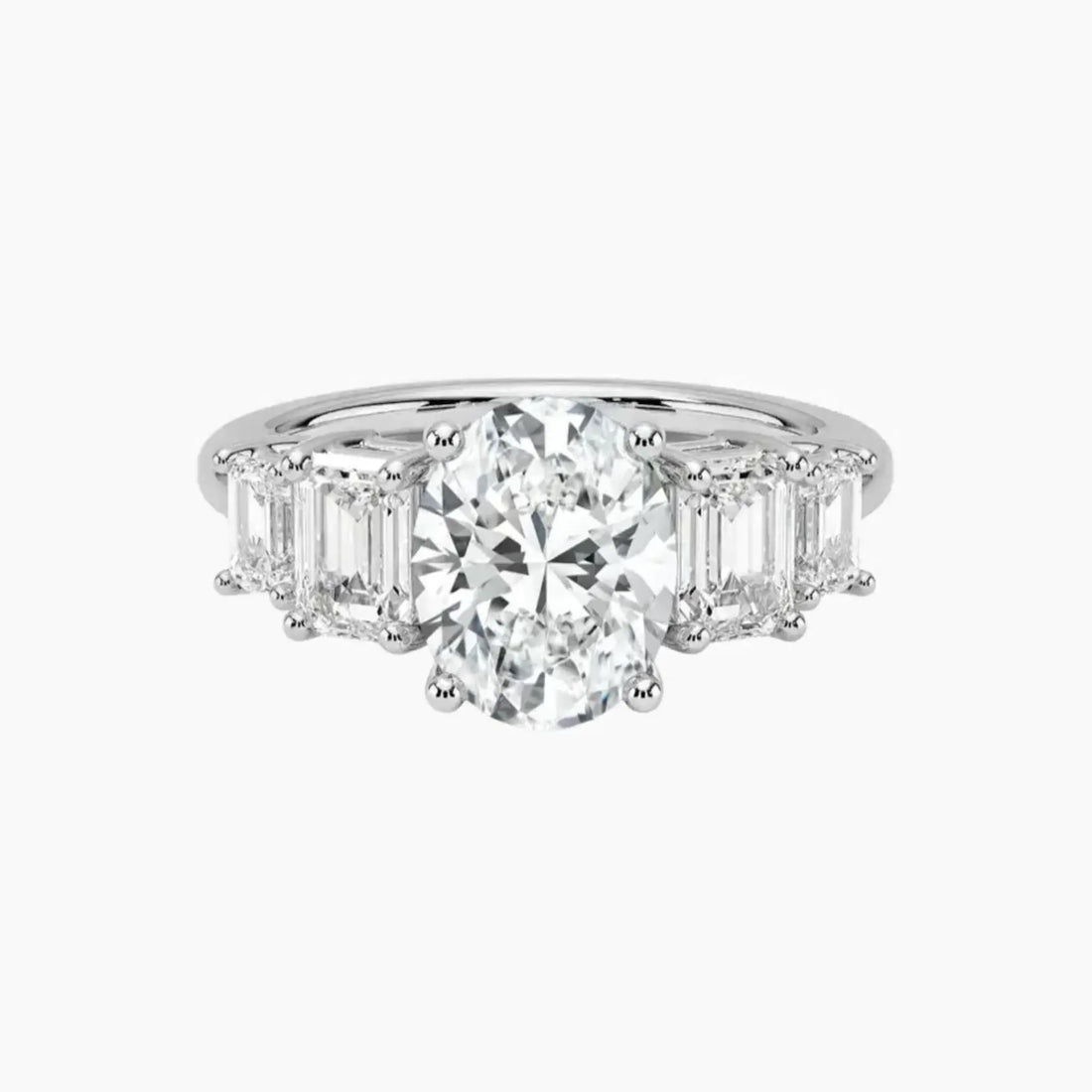 Katerina Five Stone Oval Designer 1 Carat Lab Grown Diamond Engagement Ring in 14K Rose Gold