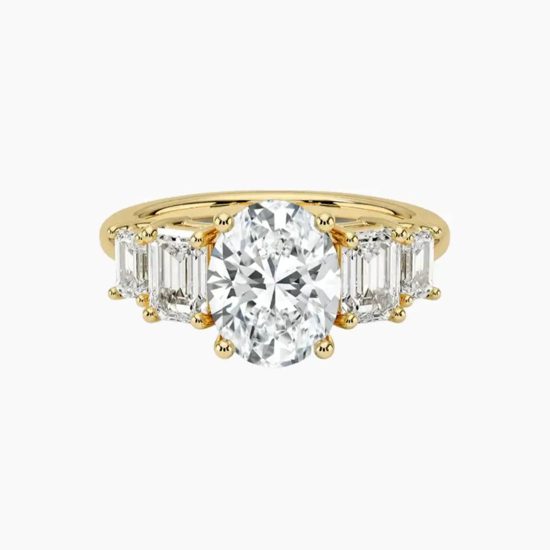 Katerina Five Stone Oval Designer Diamond Ring Setting in 18K Rose Gold