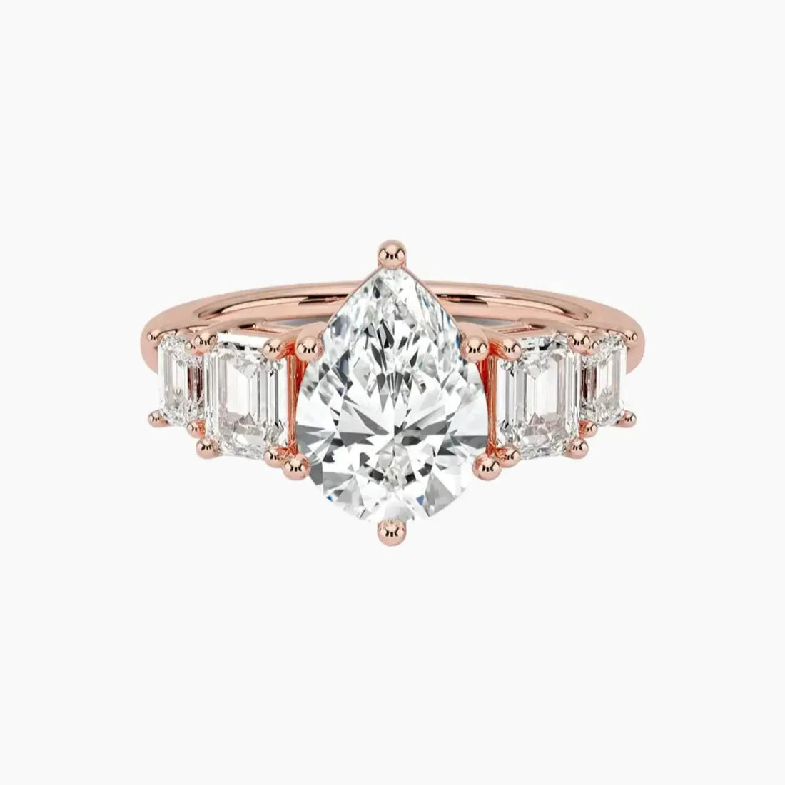 Katerina Five Stone Pear Designer Diamond Ring Setting in 18K Yellow Gold