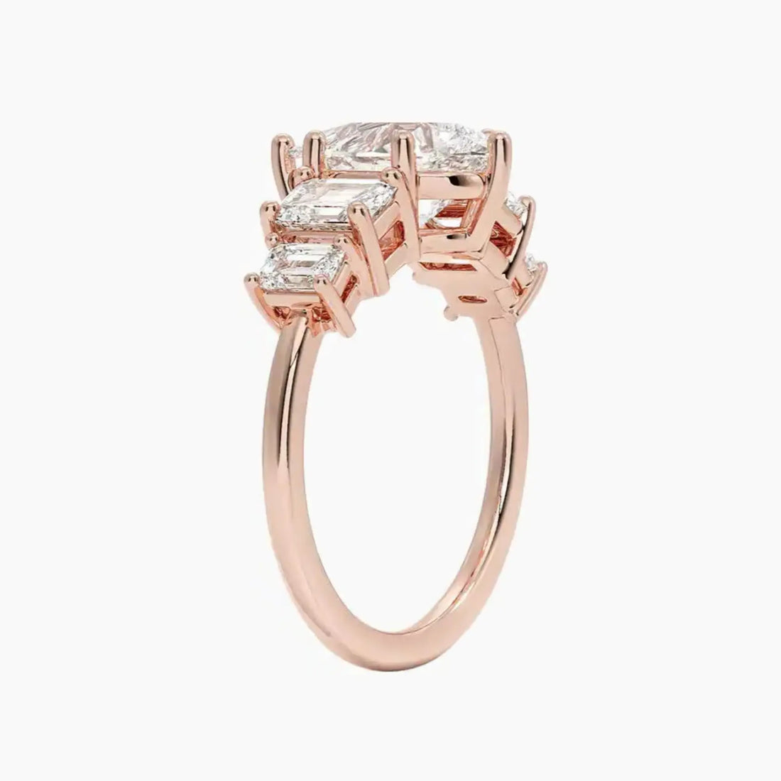 Katerina Five Stone Pear Designer 2 Carat Lab Grown Diamond Engagement Ring in 14K White Gold