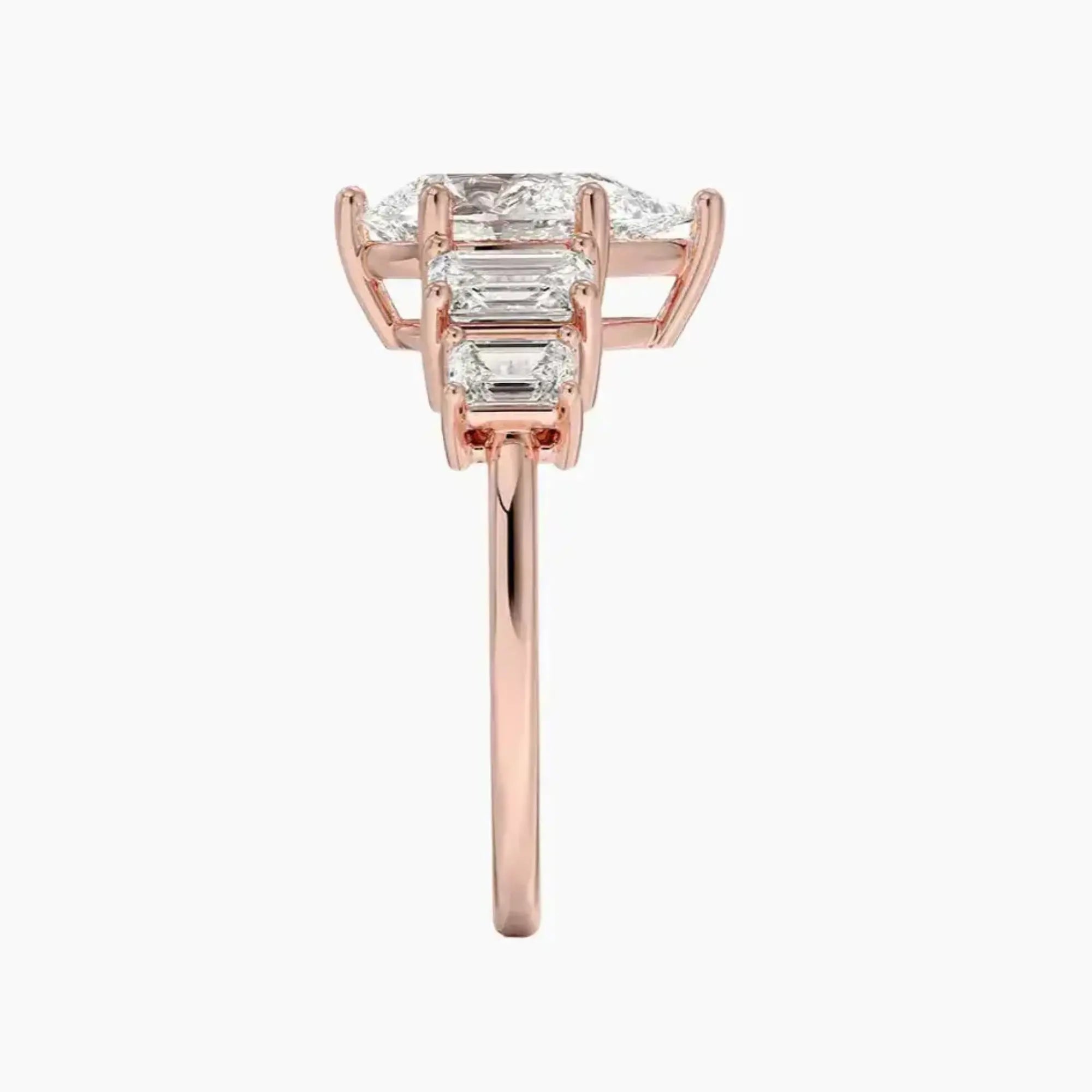 Katerina Five Stone Pear Designer 1 Carat Lab Grown Diamond Engagement Ring in 18K Yellow Gold