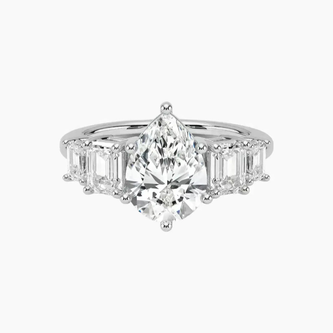 Katerina Five Stone Pear Designer 1.5 Carat Lab Grown Diamond Engagement Ring in 18K Yellow Gold