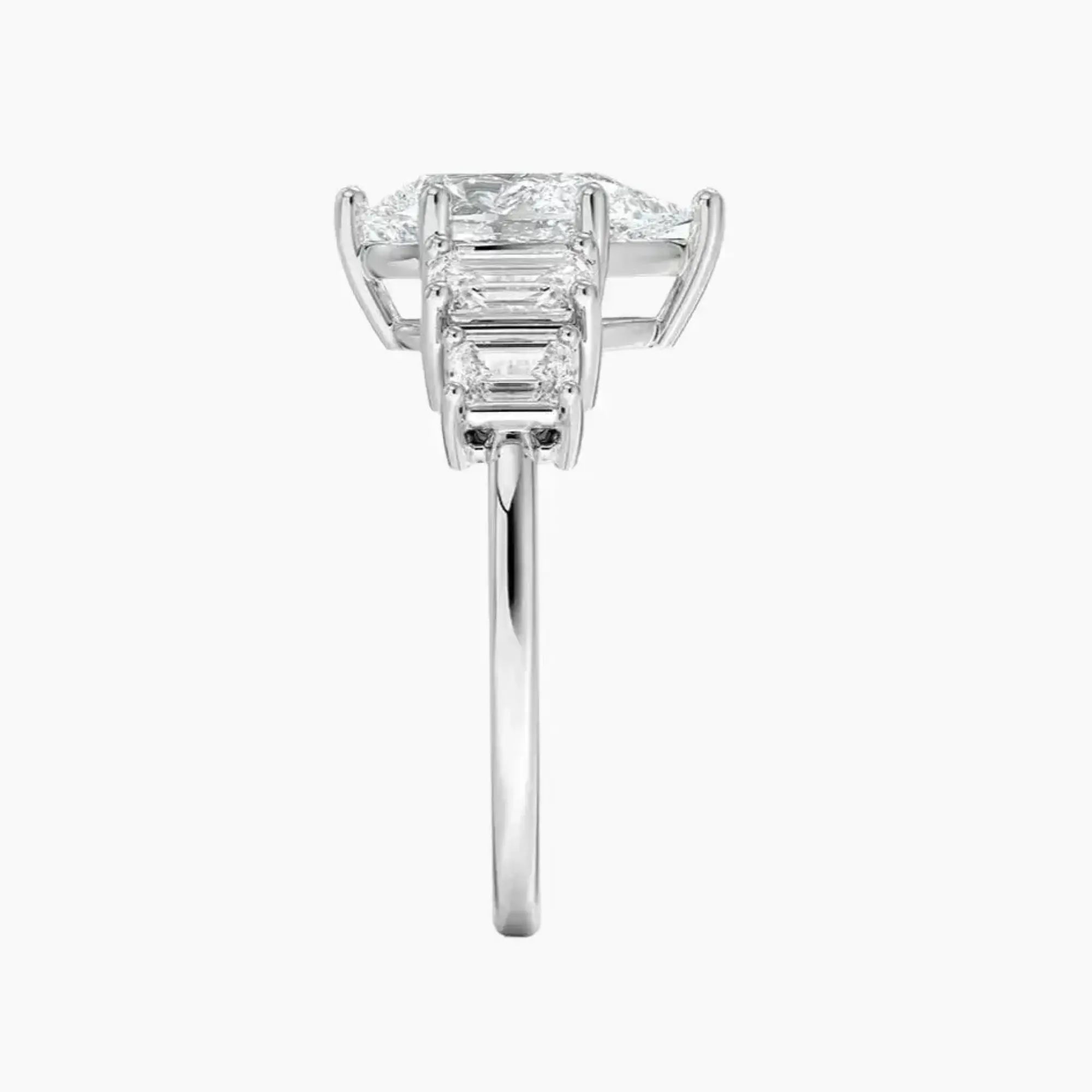 Katerina Five Stone Pear Designer 2.5 Carat Lab Grown Diamond Engagement Ring in 18K White Gold