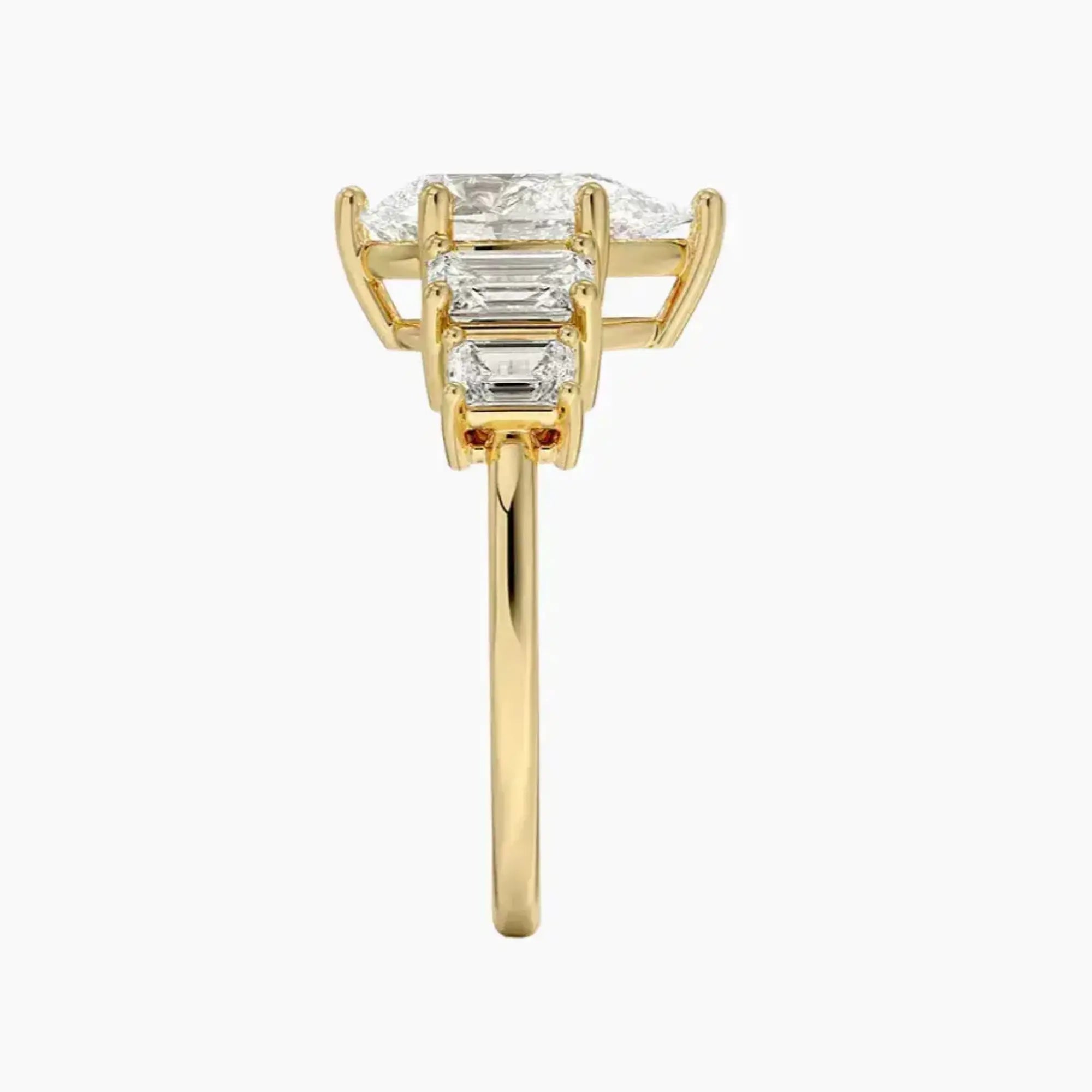 Katerina Five Stone Pear Designer 2.5 Carat Lab Grown Diamond Engagement Ring in 18K Rose Gold