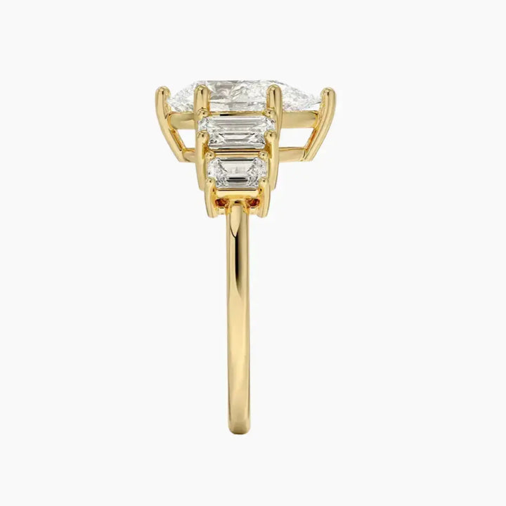 Katerina Five Stone Pear Designer 2.5 Carat Lab Grown Diamond Engagement Ring in 18K Rose Gold