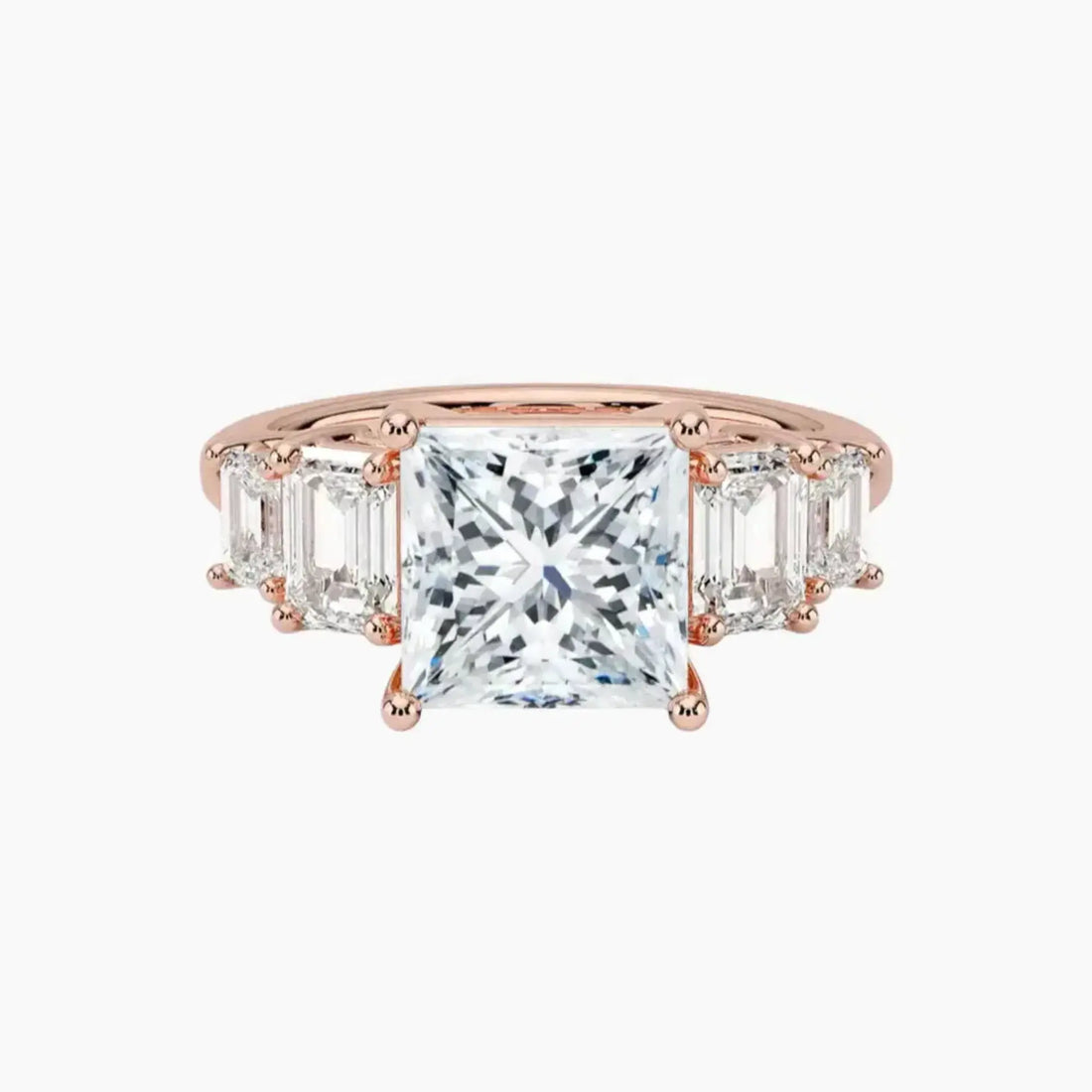 Katerina Five Stone Princess Designer Diamond Ring Setting in 14K White Gold