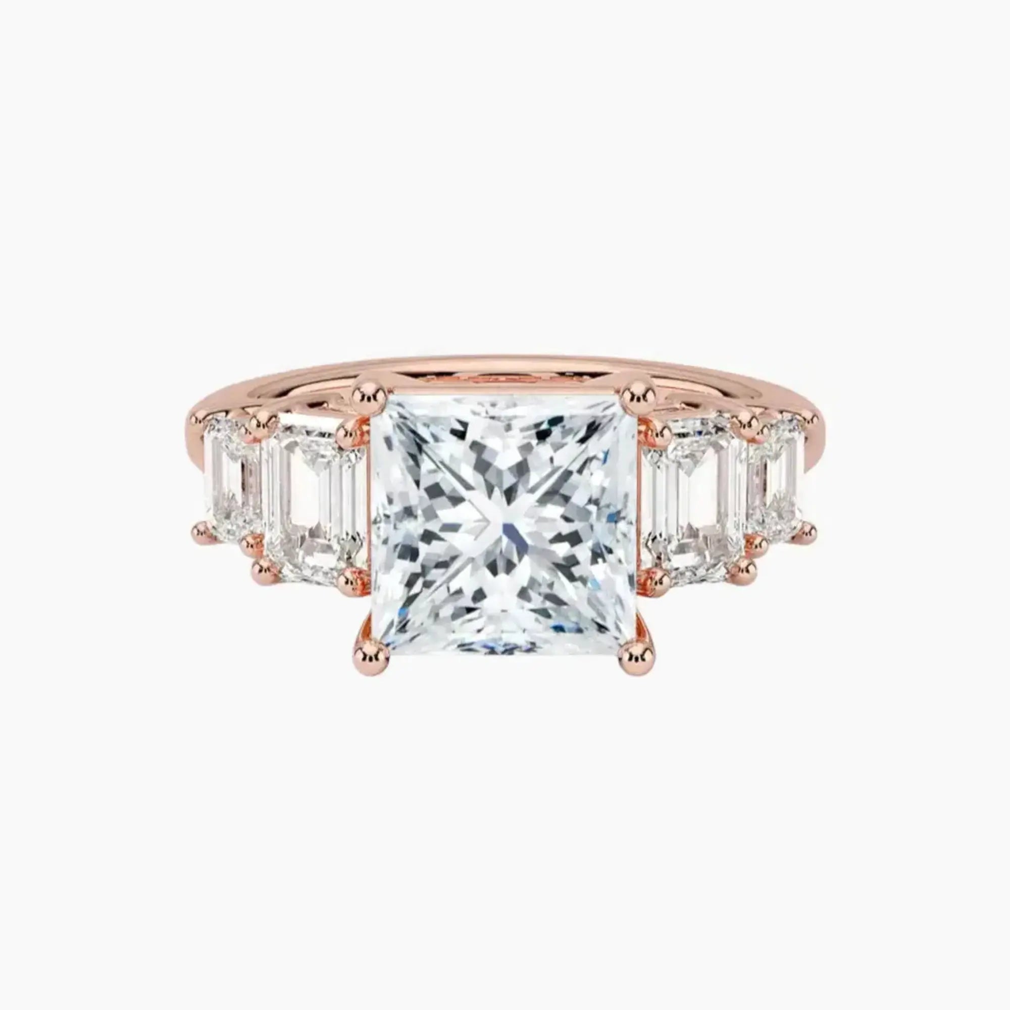 Katerina Five Stone Princess Designer 2.5 Carat Lab Grown Diamond Engagement Ring in 14K Yellow Gold