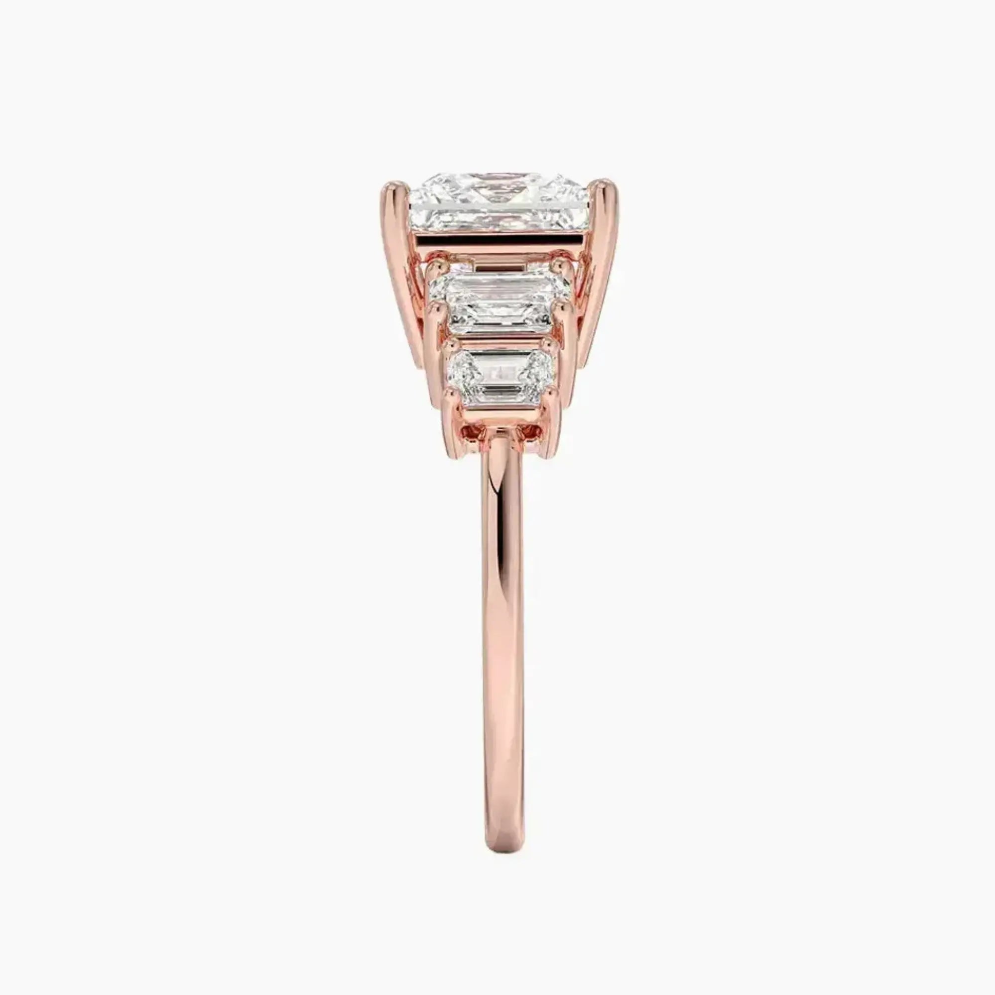 Katerina Five Stone Princess Designer Diamond Ring Setting in 18K Rose Gold