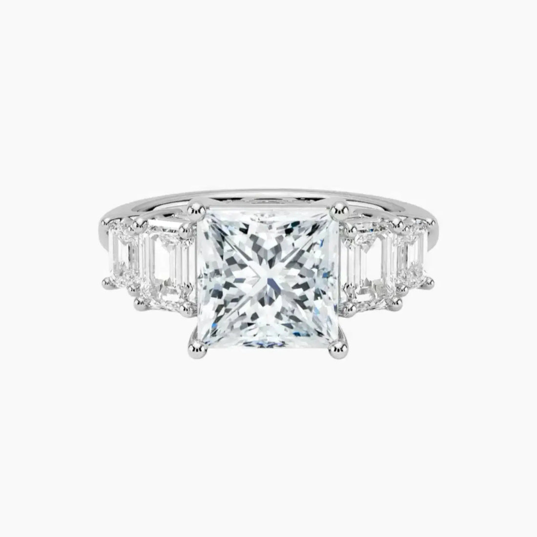Katerina Five Stone Princess Designer 2.5 Carat Lab Grown Diamond Engagement Ring in 14K White Gold