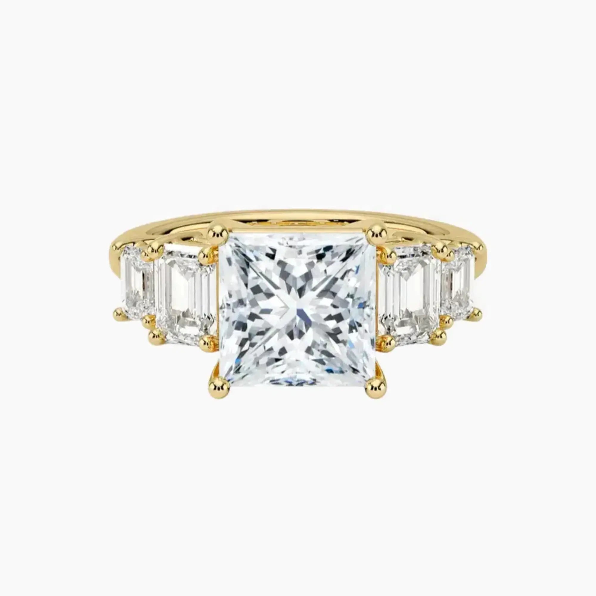 Katerina Five Stone Princess Designer Diamond Ring Setting in 14K White Gold