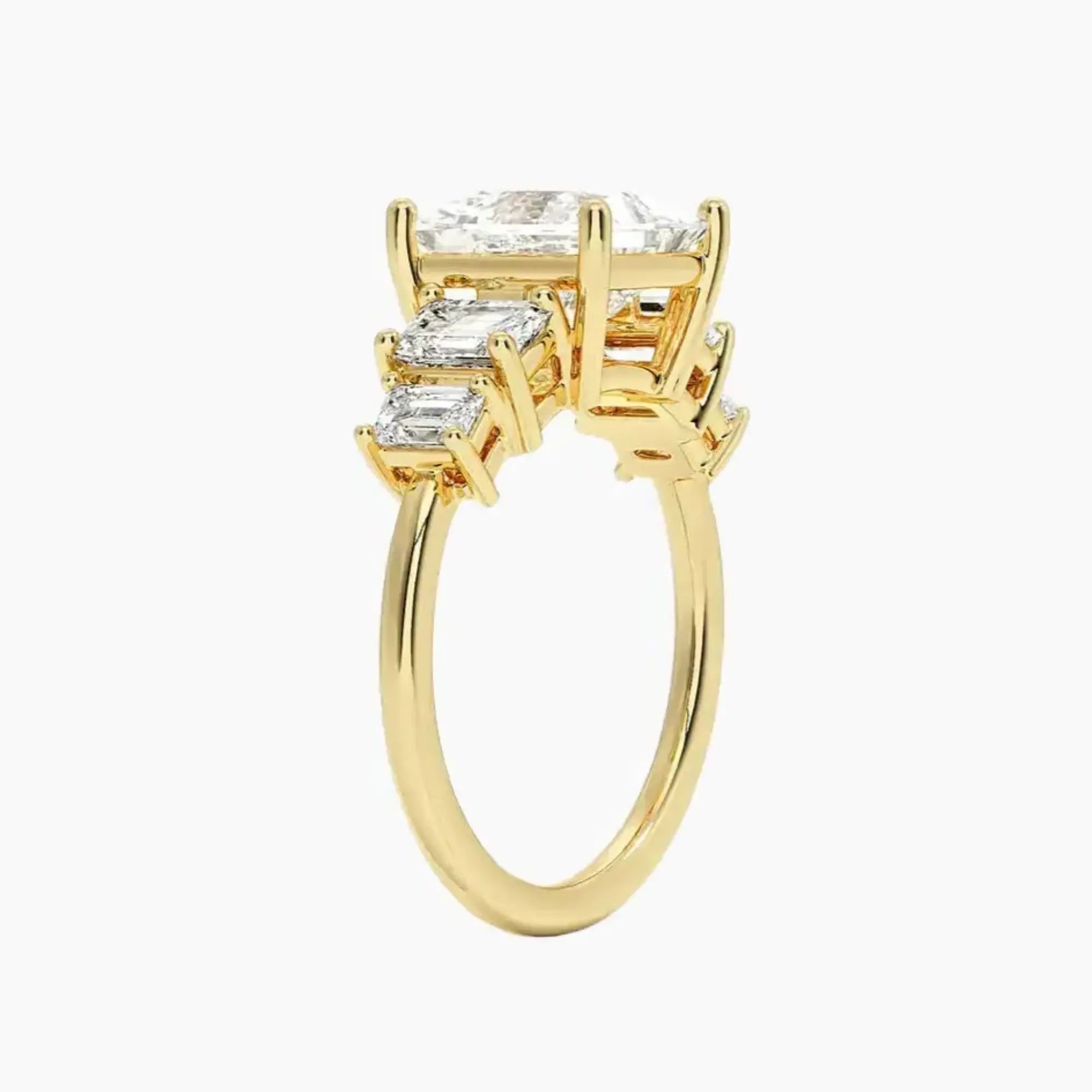 Katerina Five Stone Princess Designer 2.5 Carat Lab Grown Diamond Engagement Ring in 18K White Gold