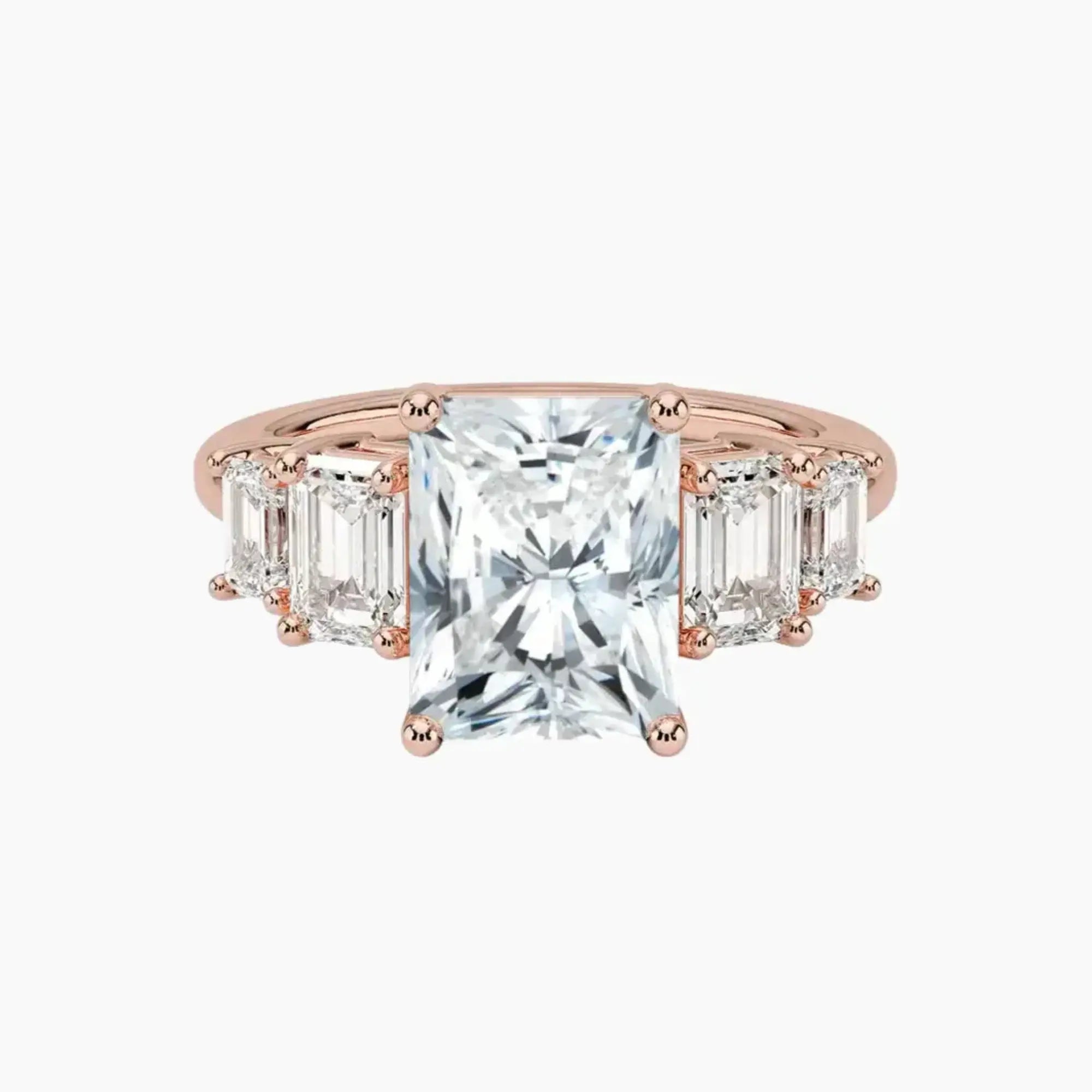 Katerina Five Stone Radiant Designer 1.5 Carat Lab Grown Diamond Engagement Ring in 18K Yellow Gold
