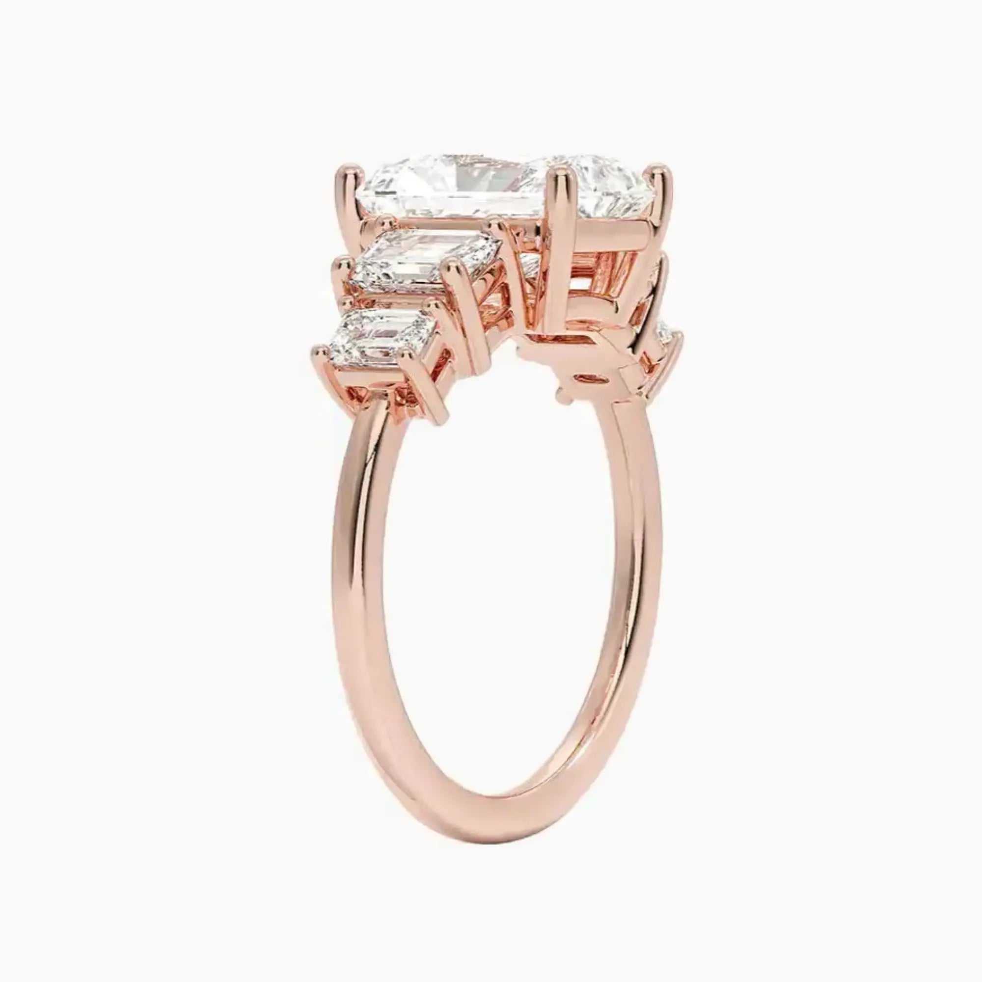 Katerina Five Stone Radiant Designer 1 Carat Lab Grown Diamond Engagement Ring in 14K Yellow Gold
