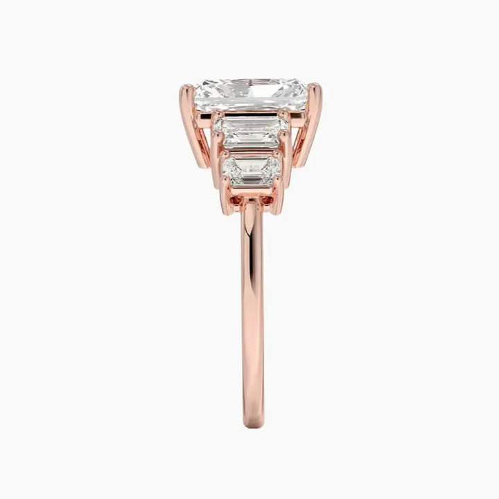 Katerina Five Stone Radiant Designer 1 Carat Lab Grown Diamond Engagement Ring in 14K Yellow Gold