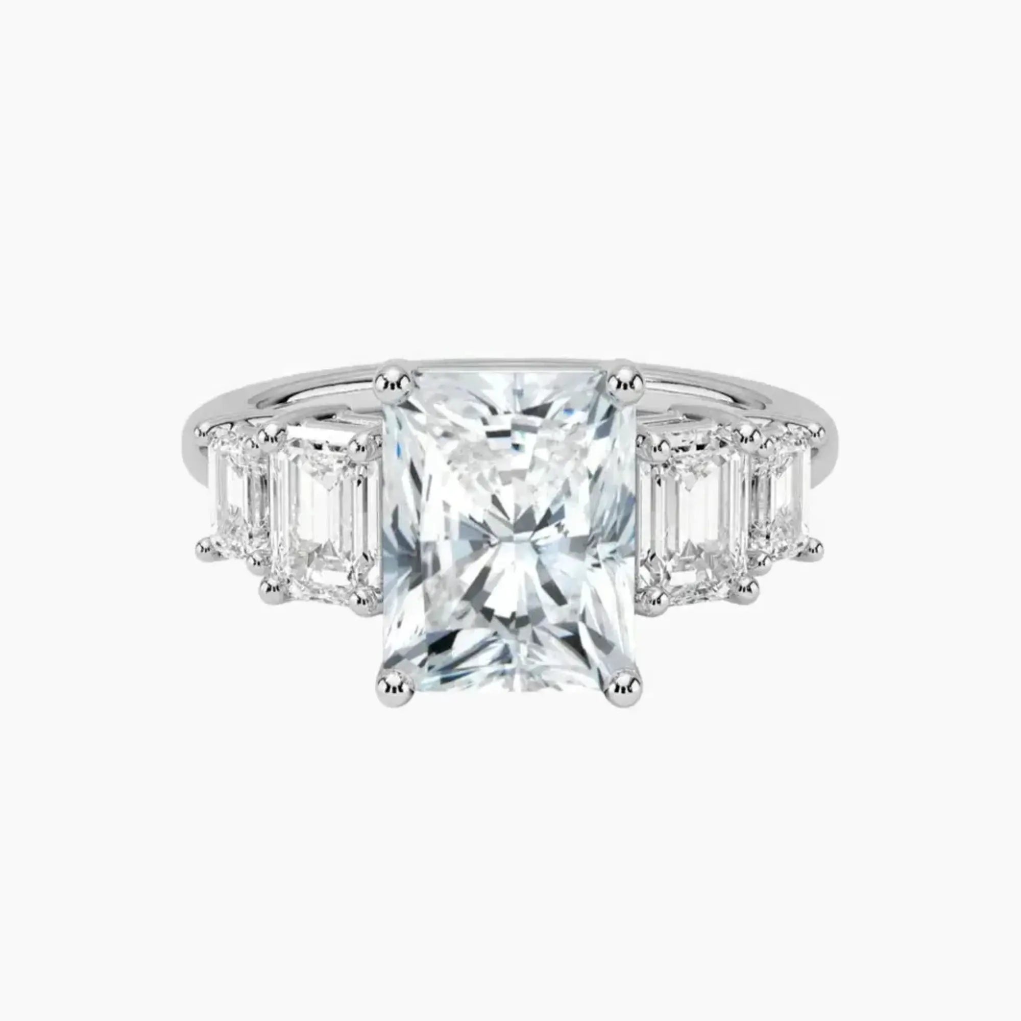 Katerina Five Stone Radiant Designer 3 Carat Lab Grown Diamond Engagement Ring in 18K Rose Gold