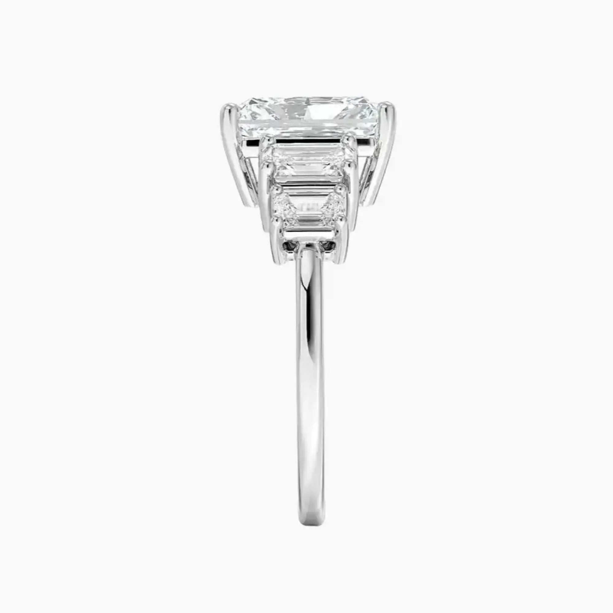 Katerina Five Stone Radiant Designer 1 Carat Lab Grown Diamond Engagement Ring in 14K White Gold