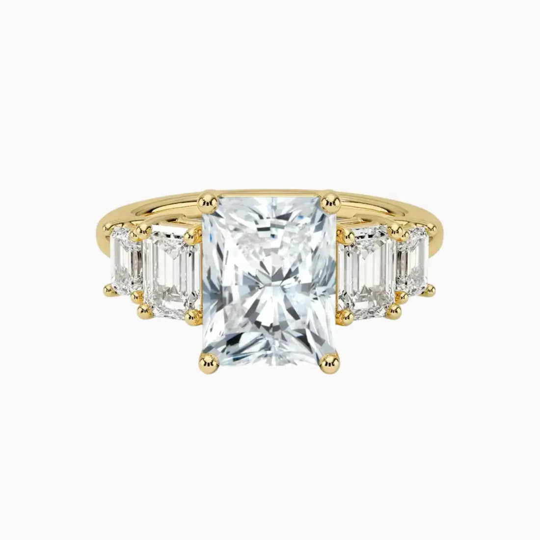 Katerina Five Stone Radiant Designer 2.5 Carat Lab Grown Diamond Engagement Ring in 18K Yellow Gold