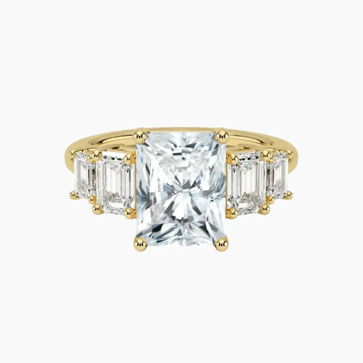 Katerina Five Stone Radiant Designer 2 Carat Lab Grown Diamond Engagement Ring in 14K Yellow Gold